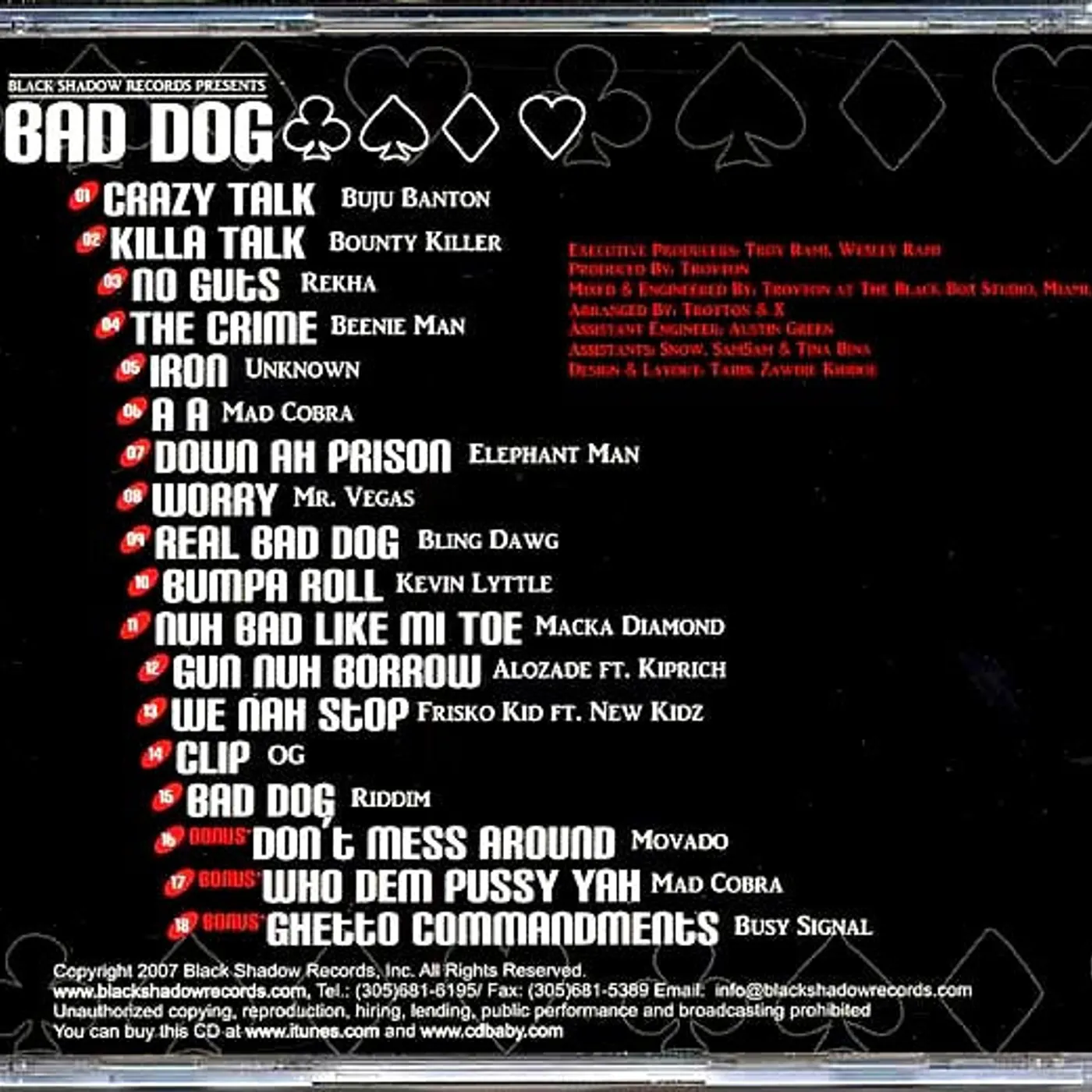 Buju Banton, Busy Signal, Bounty Killer, Mad Cobra, Etc.  CD -  Bad Dog (rhythm: "Bad Dog")