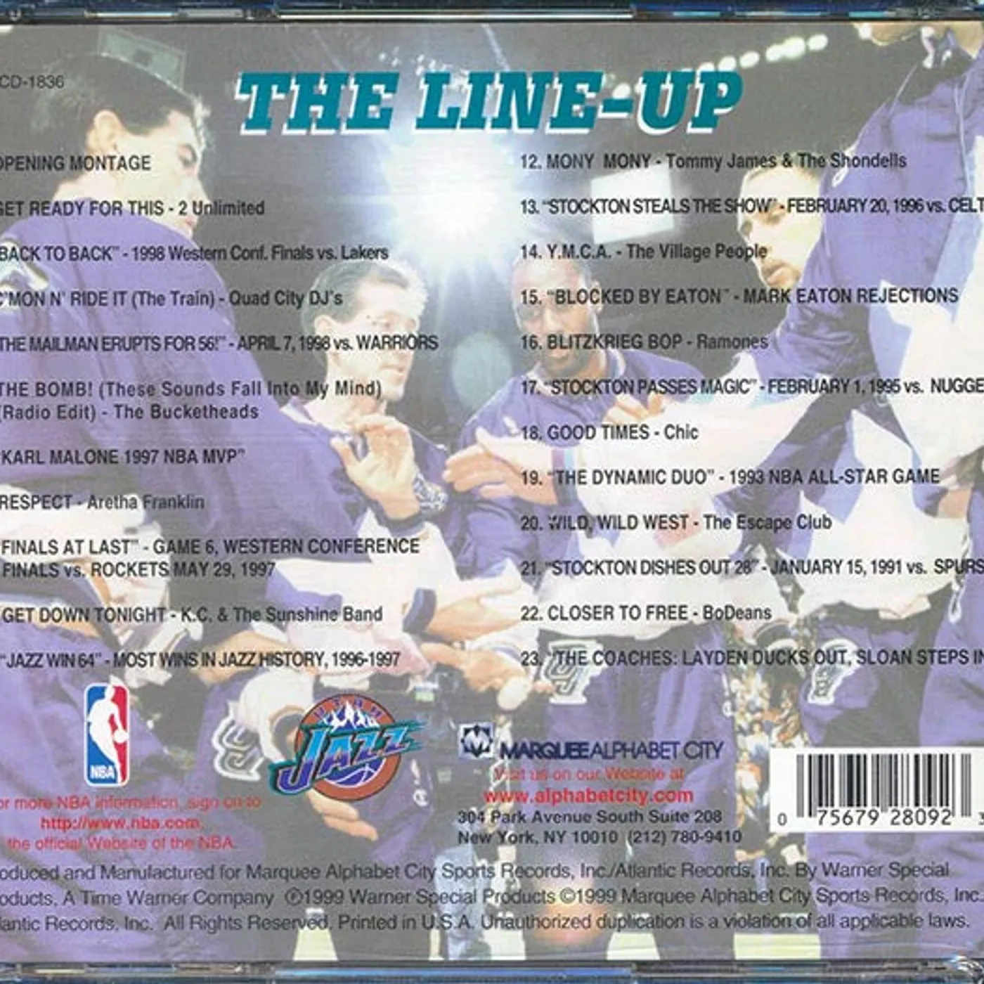 Chic, The Ramones, 2 Unlimited, Etc.  CD -  Utah Jazz: Feed The Fever, The Songs, The Call, The Highlights (23 tracks)