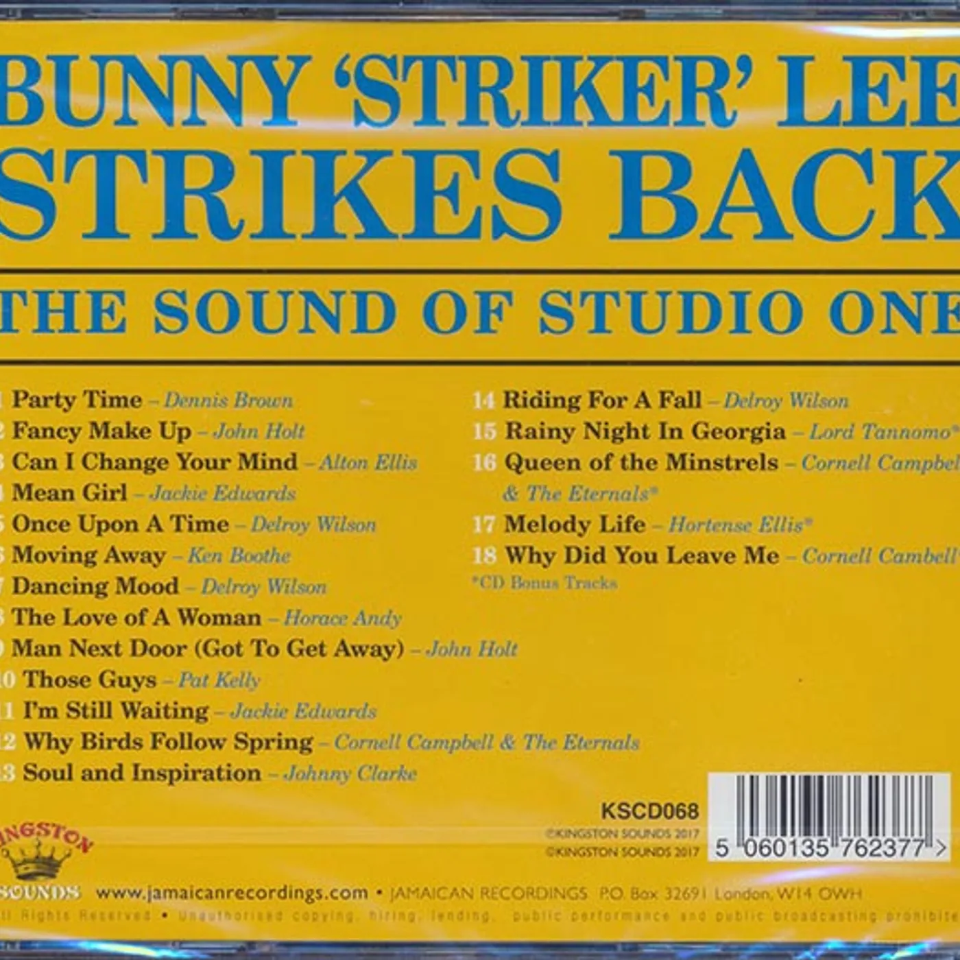 Horace Andy, Alton Ellis, Dennis Brown, Etc.  CD -  Bunny Striker Lee Strikes Back: The Sound Of Studio One