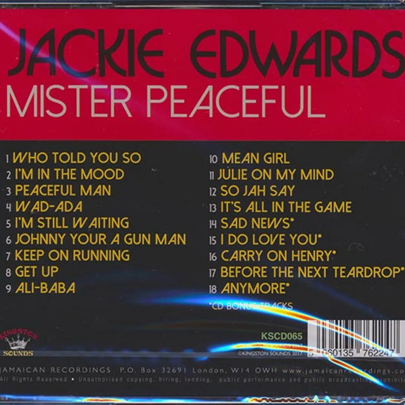 Jackie Edwards  CD -  Mister Peaceful