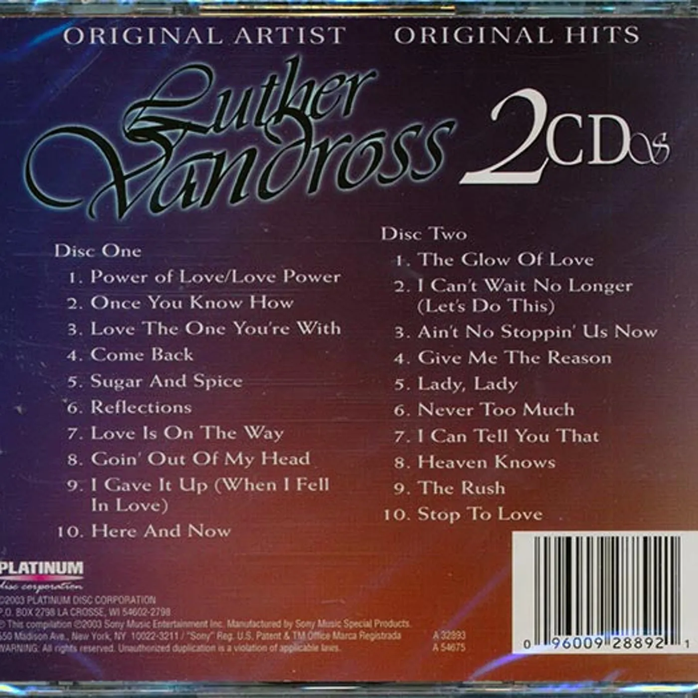 Luther Vandross  CD -  Luther Vandross (20 tracks) (2xCD)