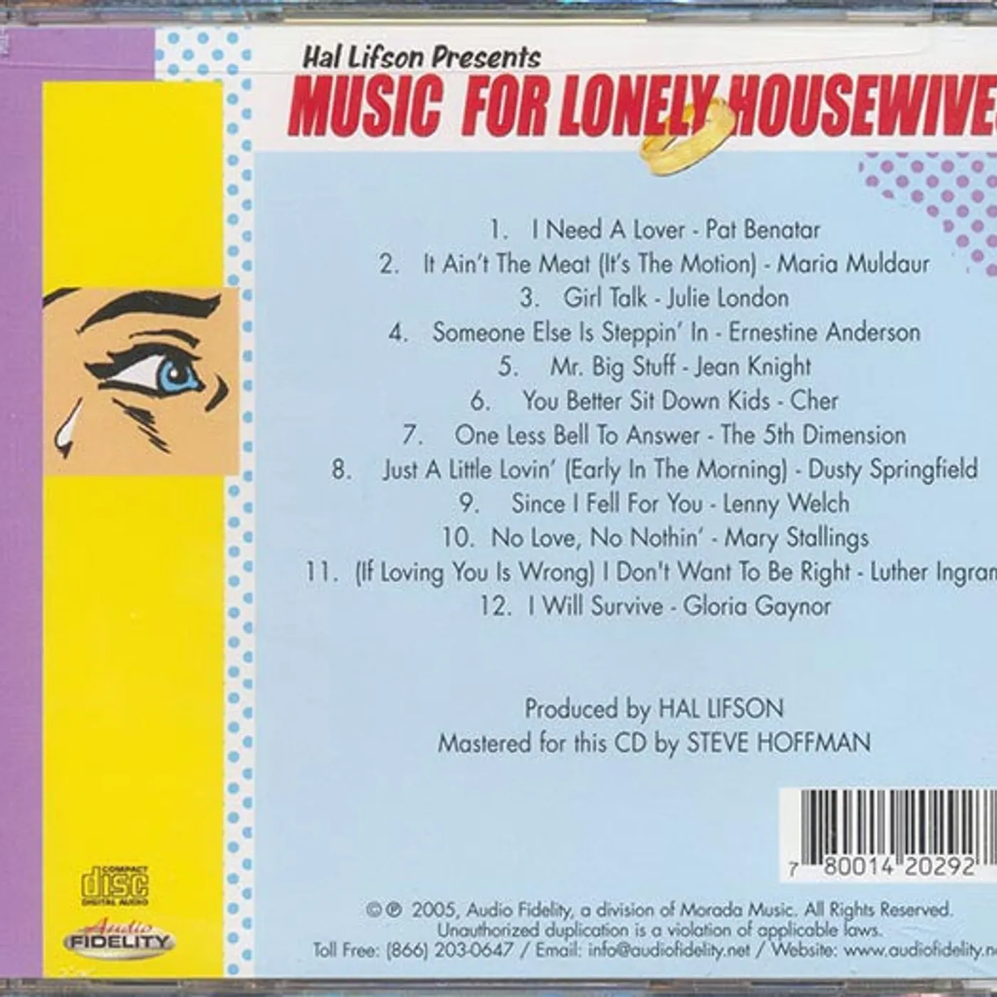 Pat Benatar, Cher, Dusty Springfield, Julie London, Etc.  CD -  Hal Lifson Presents Music For Lonely Housewives (marked/ltd stock)