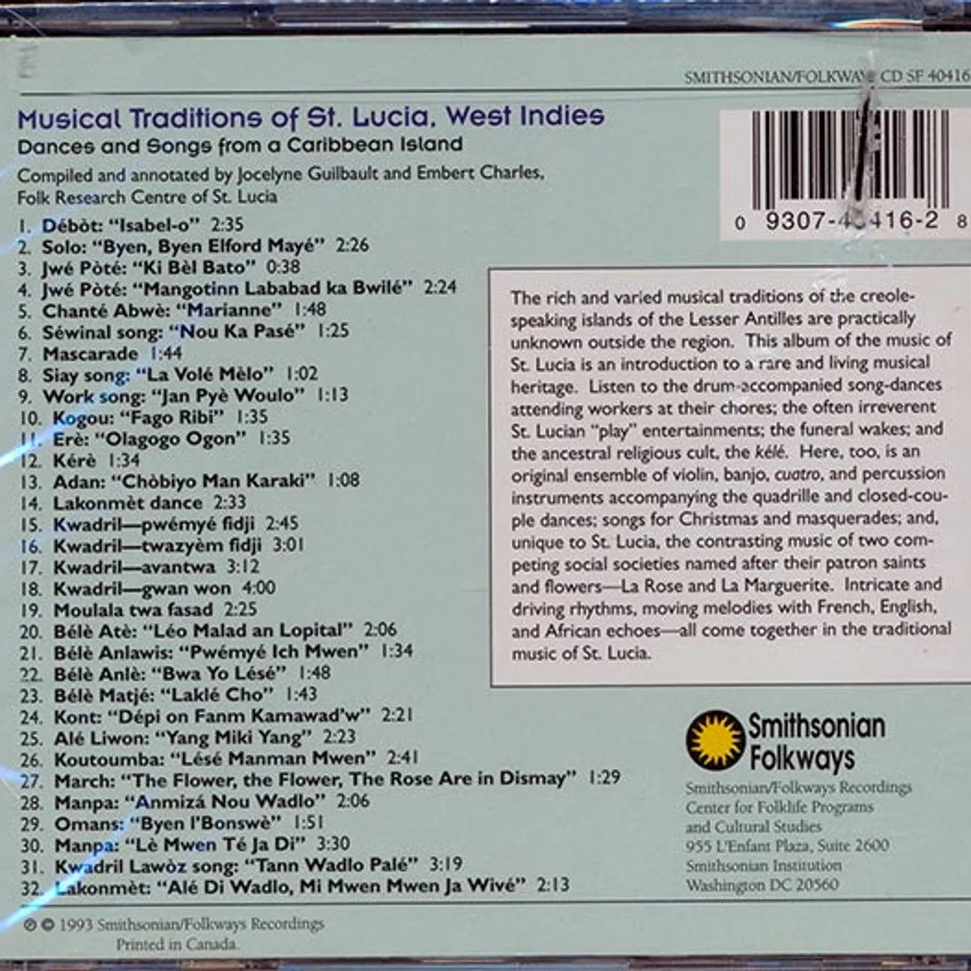 Various  CD -  Musical Traditions Of St. Lucia, West Indies: Dances And Songs From A Caribbean Island (marked/ltd stock)