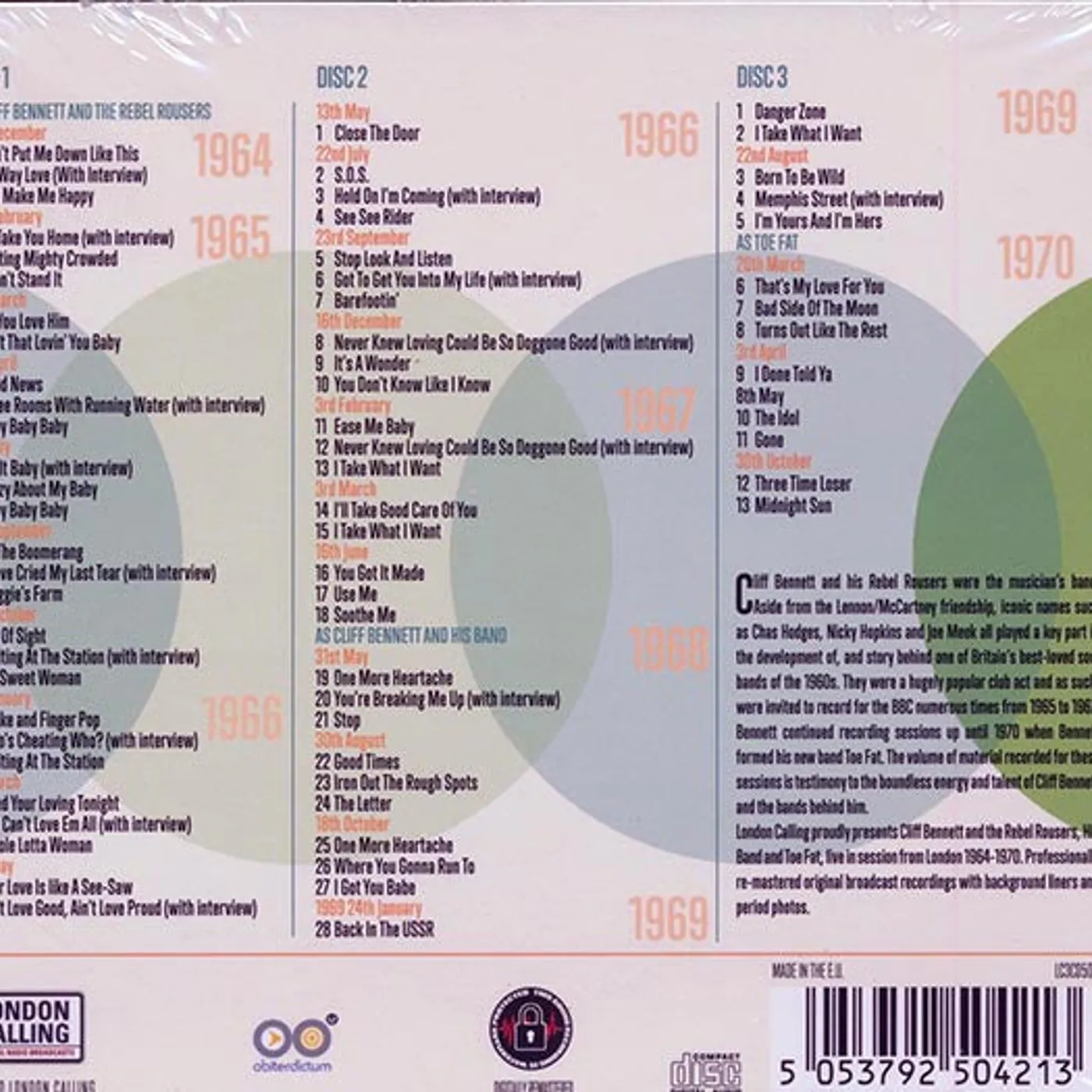Cliff Bennett  CD -  Live On Air 1964 1970 (69 tracks) (3xCD) (incl. large booklet) (deluxe 4fold digipak) (remastered)