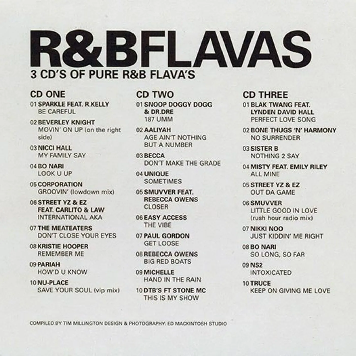 Dr. Dre, Snoop Doggy Dogg, R Kelly, Etc.  CD -  R&B Flavas: 3 CD's Of Pure R&B Flavas (30 tracks) (3xCD) (box set)