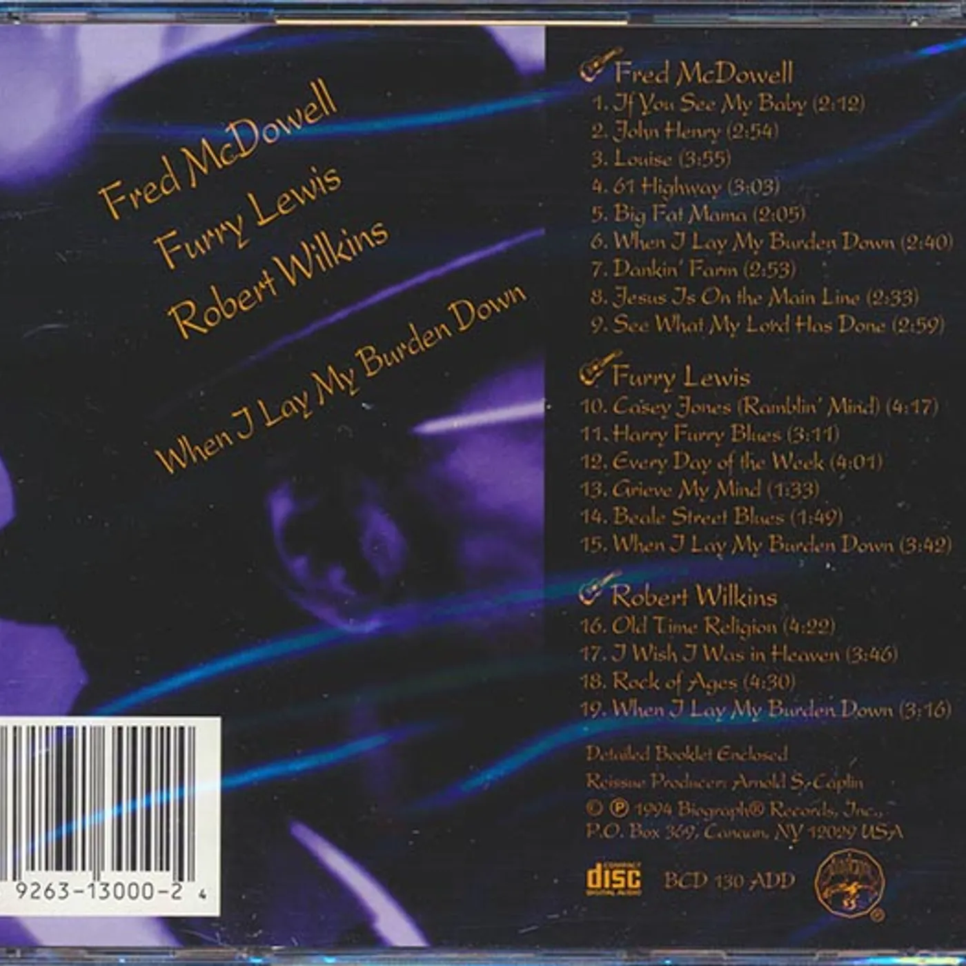 Fred McDowell, Furry Lewis, Robert Wilkins  CD -  When I Lay My Burden Down
