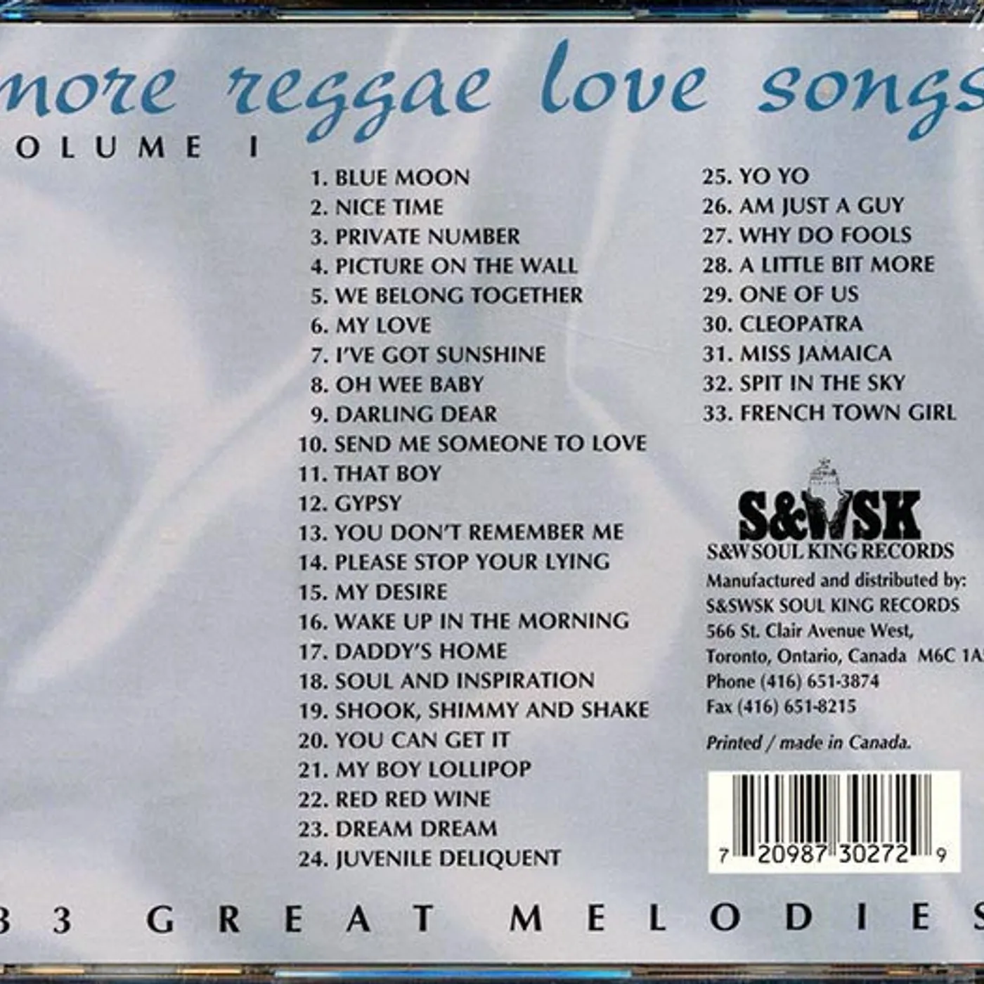 Hortense Ellis, Marie Brown, KC White  CD -  More Reggae Love Songs Volume 1: 33 Great Melodies (33 tracks)