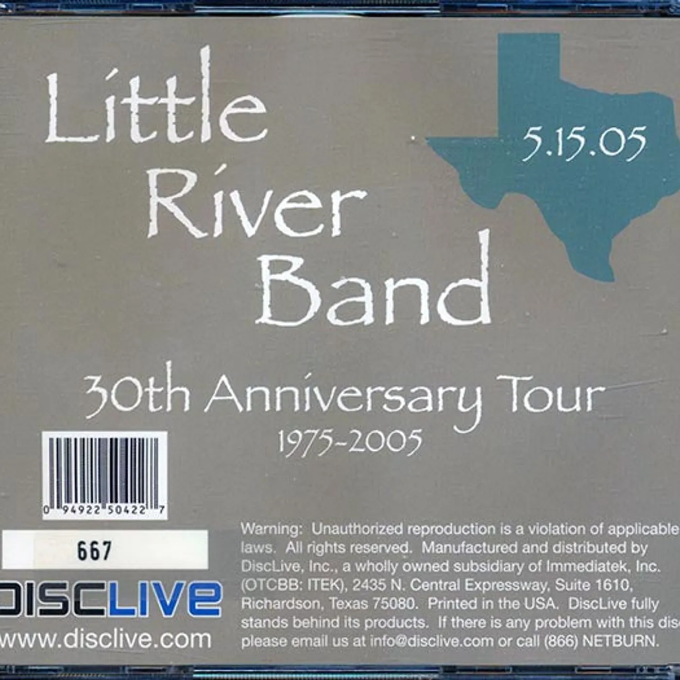 Little River Band  CD -  Addison, Texas, May 15, 2005: 30th Anniversary Tour (numbered ltd.ed.) (2xCD)