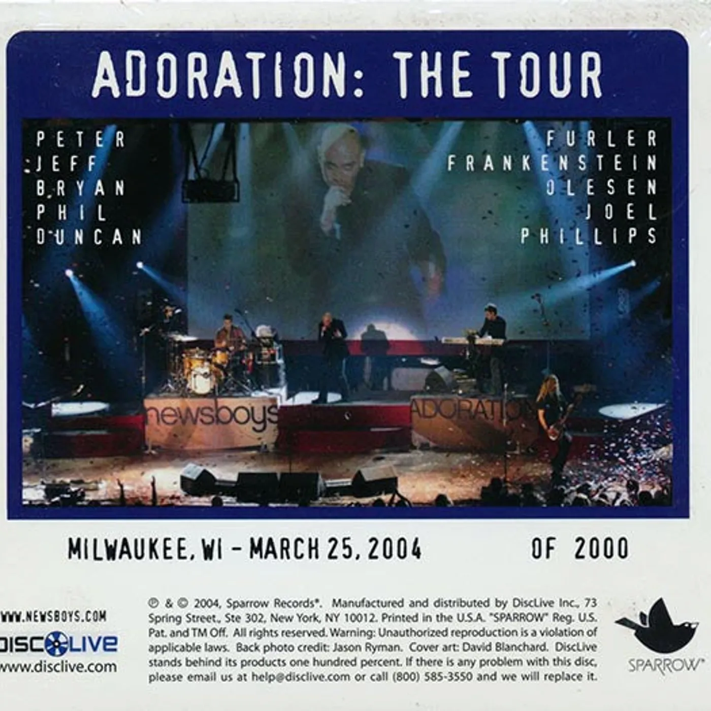 Newsboys  CD -  Adoration: The Tour, Live In Milwaukee, Wisconsin, 03.25.04 (numbered ltd.ed.) (2xCD)