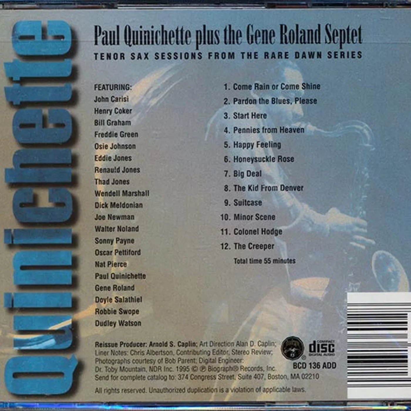 Paul Quinichette Plus The Gene Roland Septet  CD -  The Kid From Denver