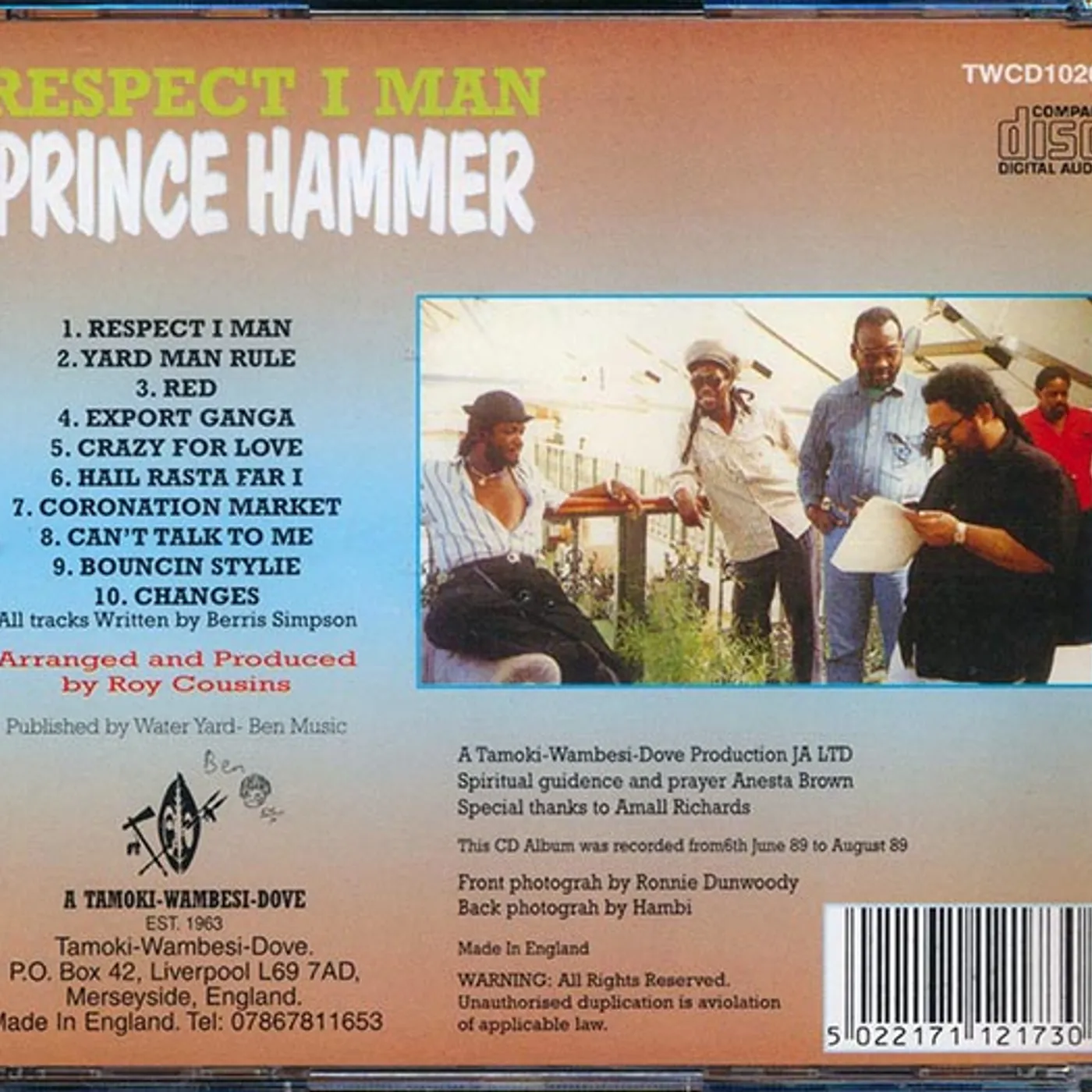 Prince Hammer  CD -  Respect I Man