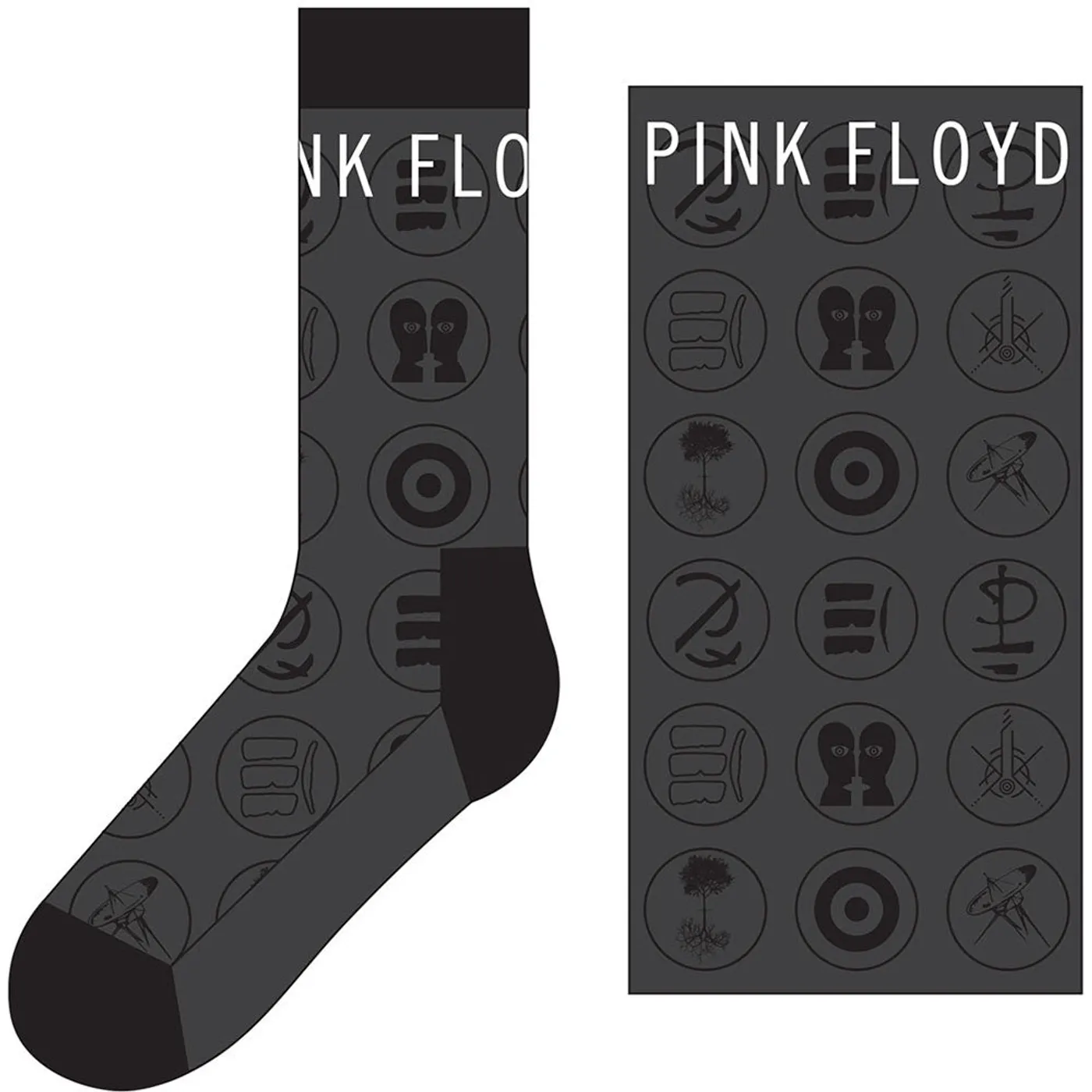 Pink Floyd Charcoal Socks - Later Years Symbols