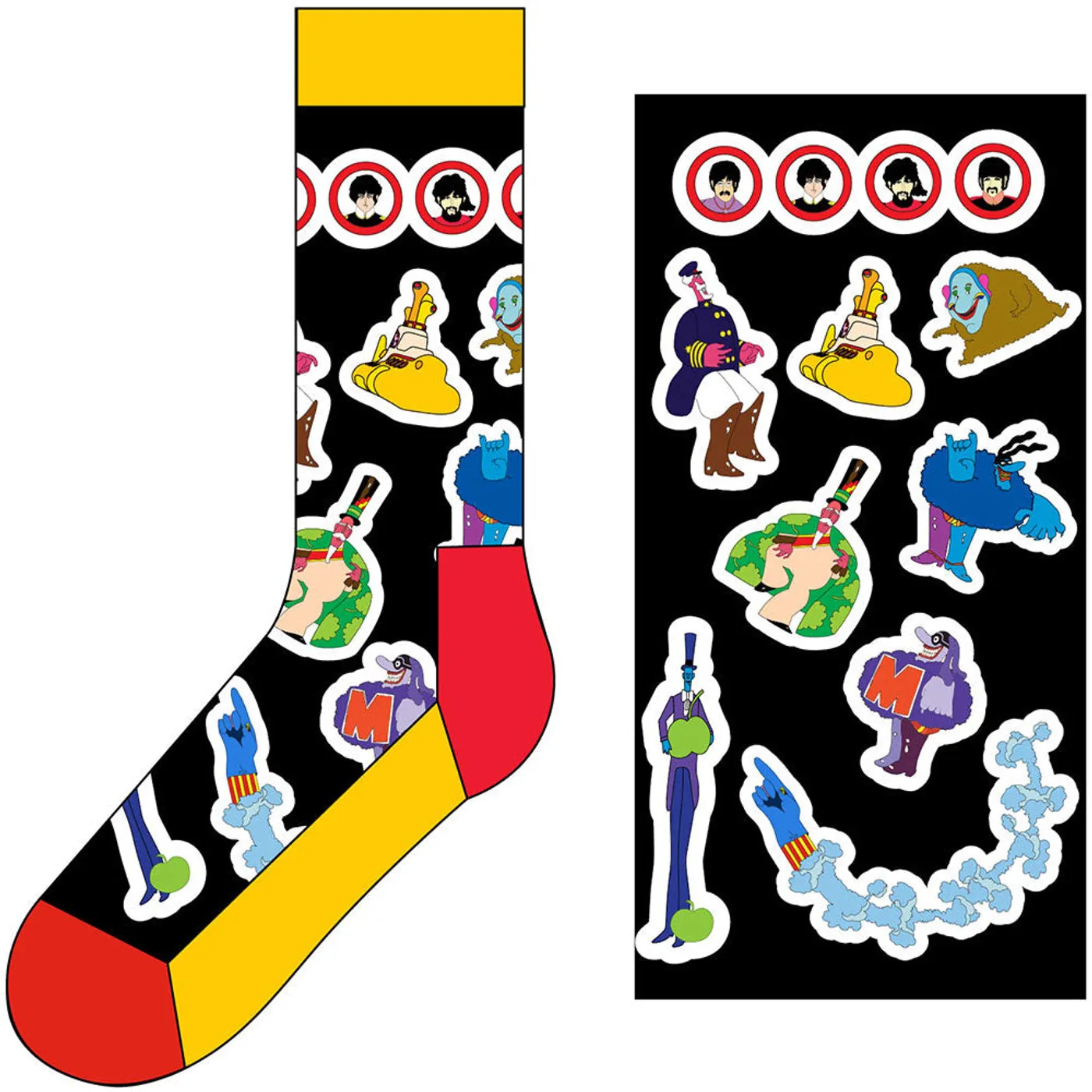 The Beatles Black Socks - Portholes & Characters