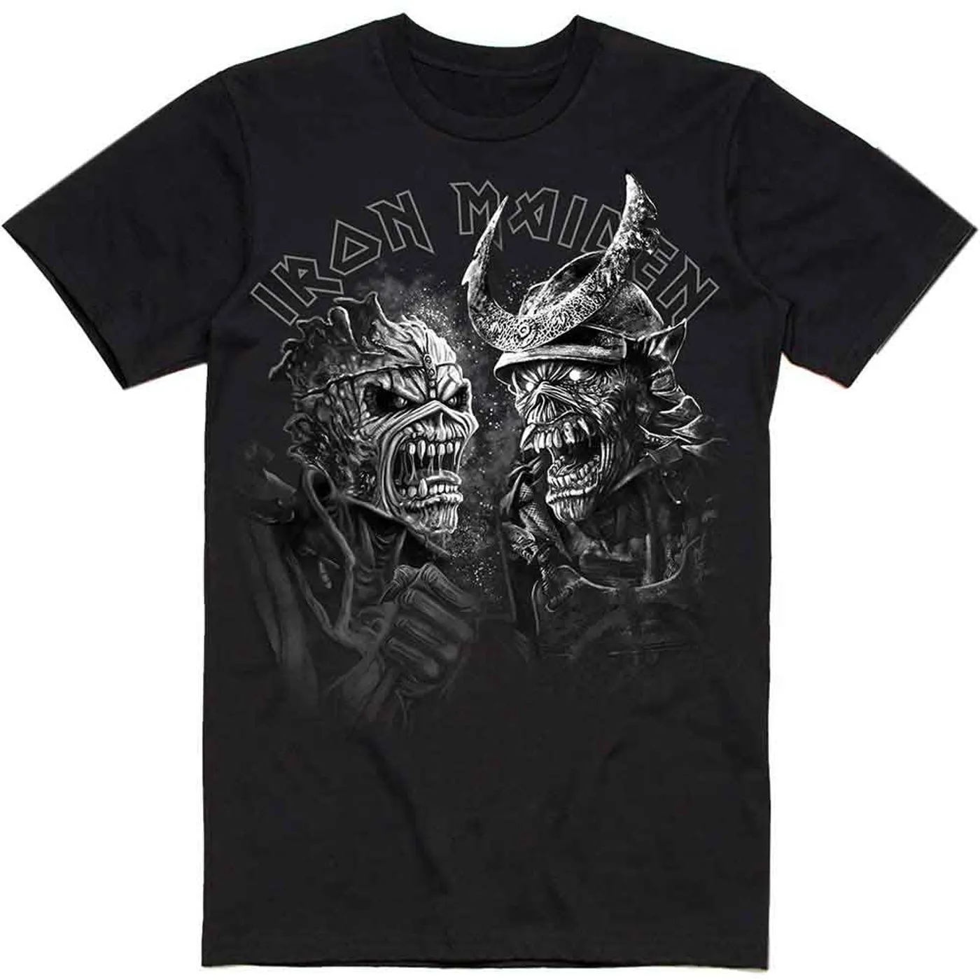 Iron Maiden T Shirt - Senjutsu Large Grayscale Heads