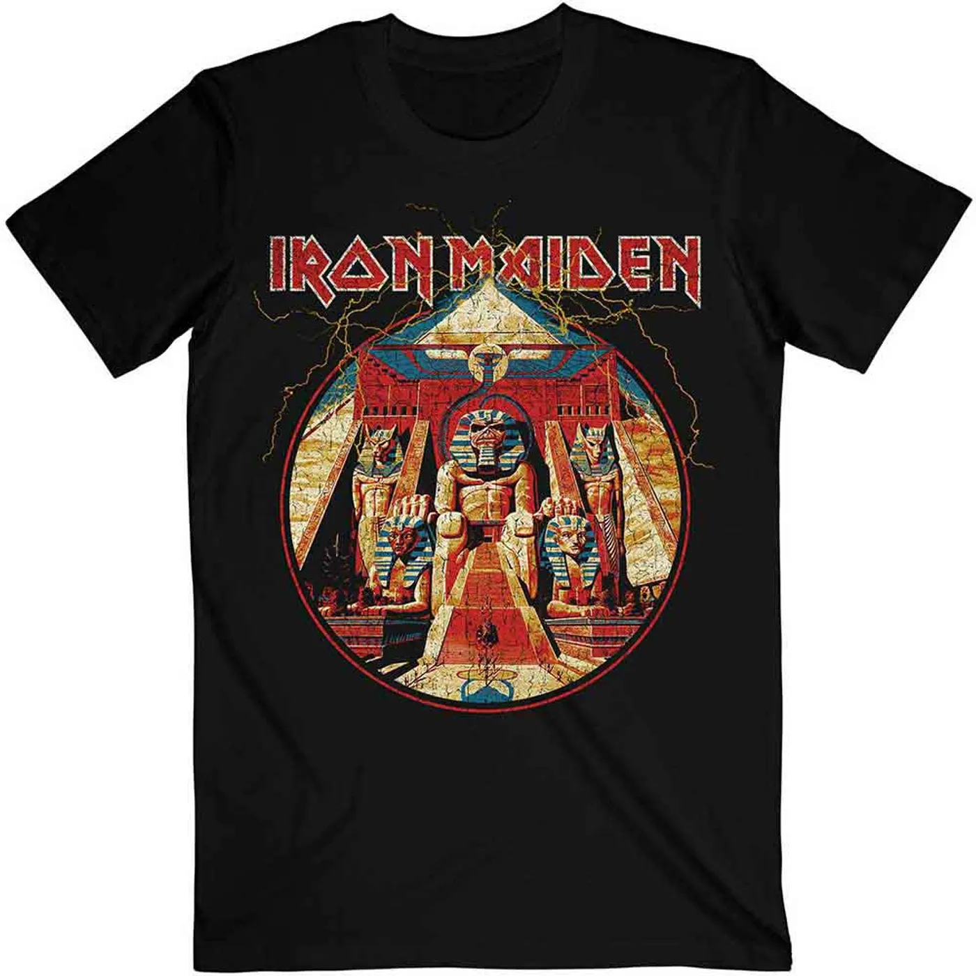 Iron Maiden T Shirt - Powerslave Lightning Circle