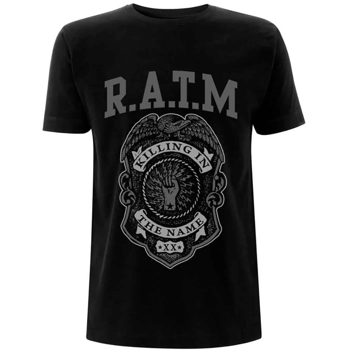 Rage Against The Machine T Shirt - Grey Police Badge