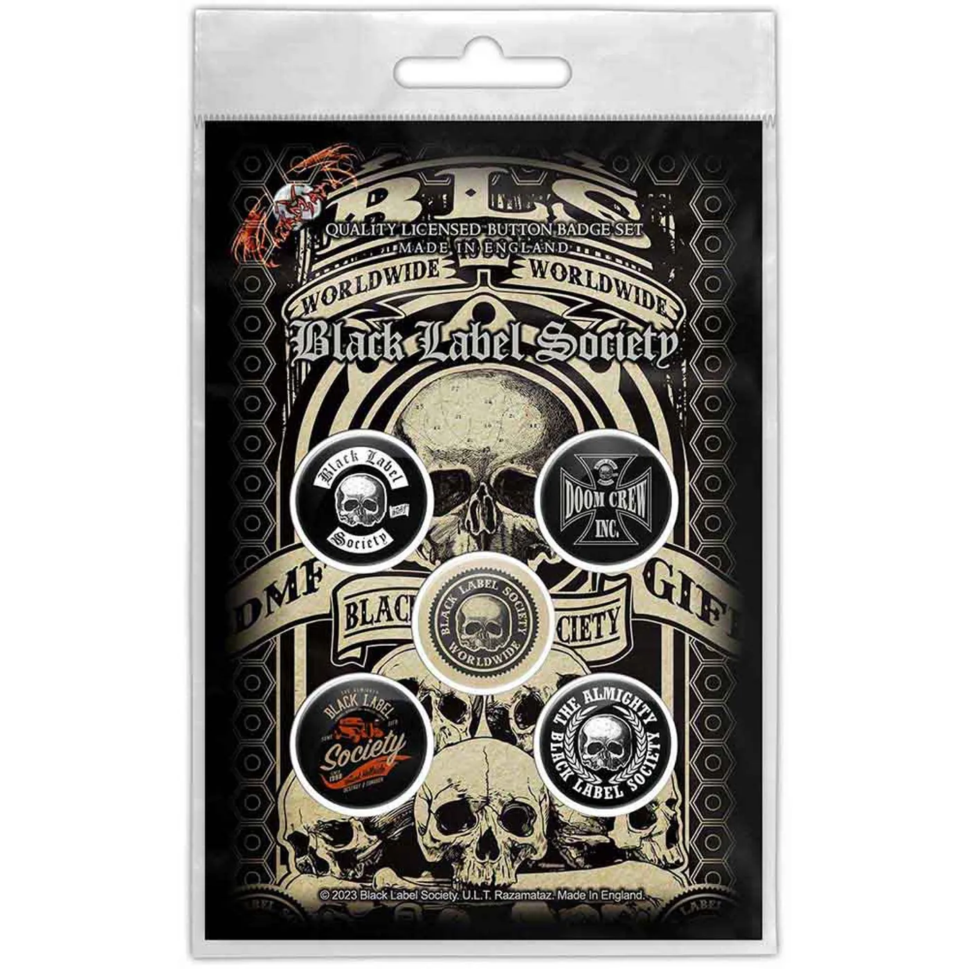 Black Label Society Metal Items Plastic Pin Badge - Worldwide