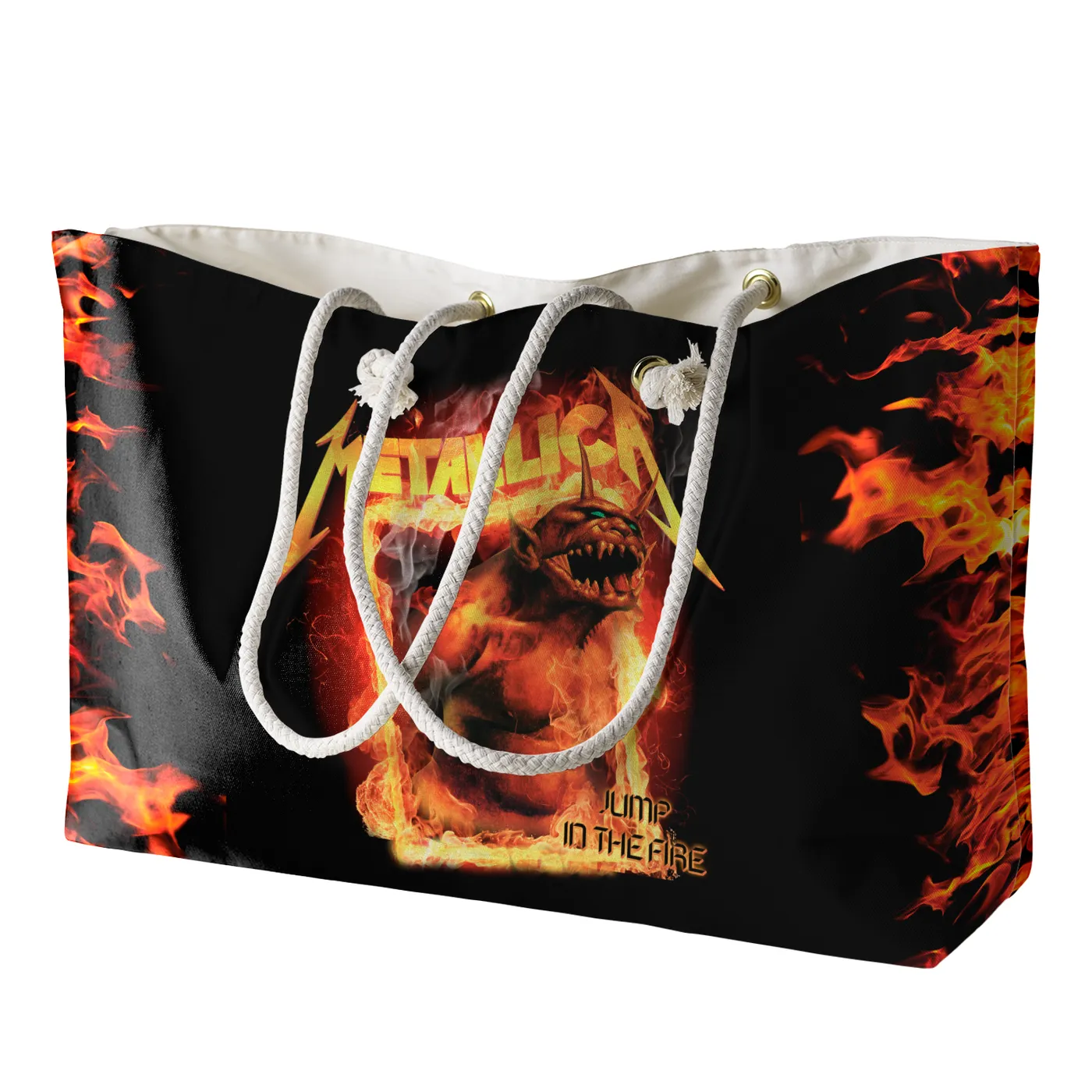 Rocksax Metallica Rope Handled Beach Bag - Fire