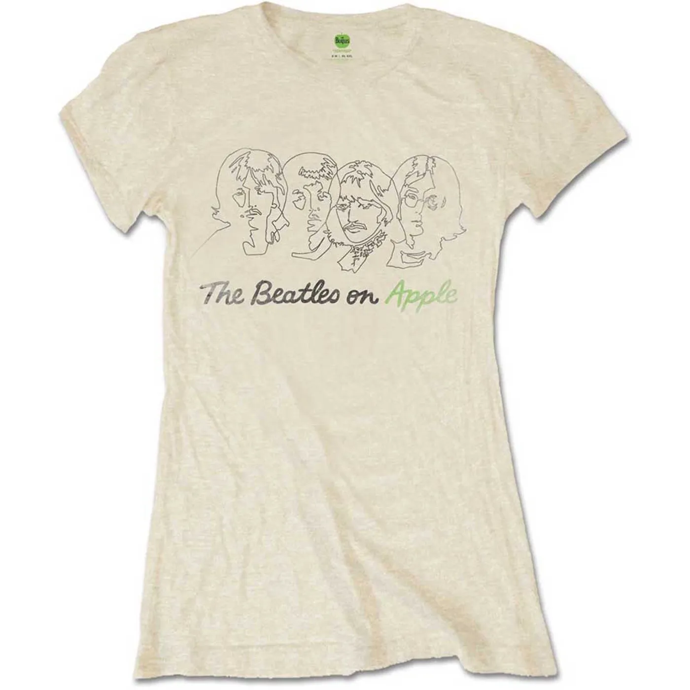 The Beatles Woman's T Shirt - Outline Faces On Apple