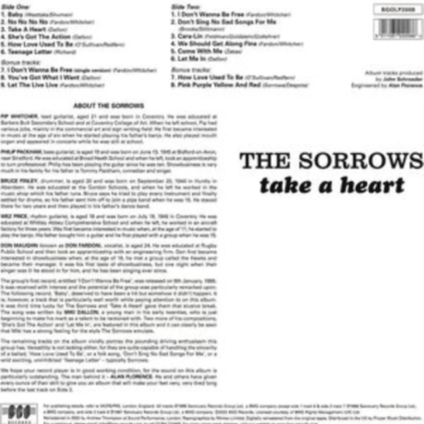 Sorrows LP - Take A Heart (+Bonus Tracks) (Vinyl)