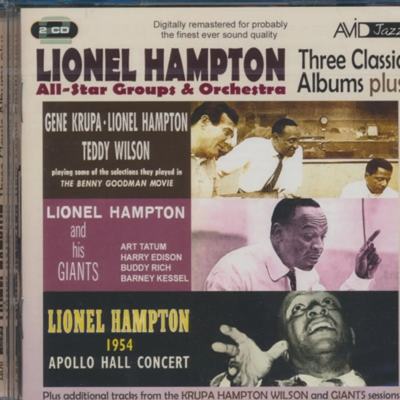 Lionel Hampton CD - All Star Groups & Orchestra -Three Classic Albums Plus (Gene Krupa. Lionel Hampton. Teddy Wilson / Lionel Hampton & His Giants / 1954 Apollo Hall Concert)