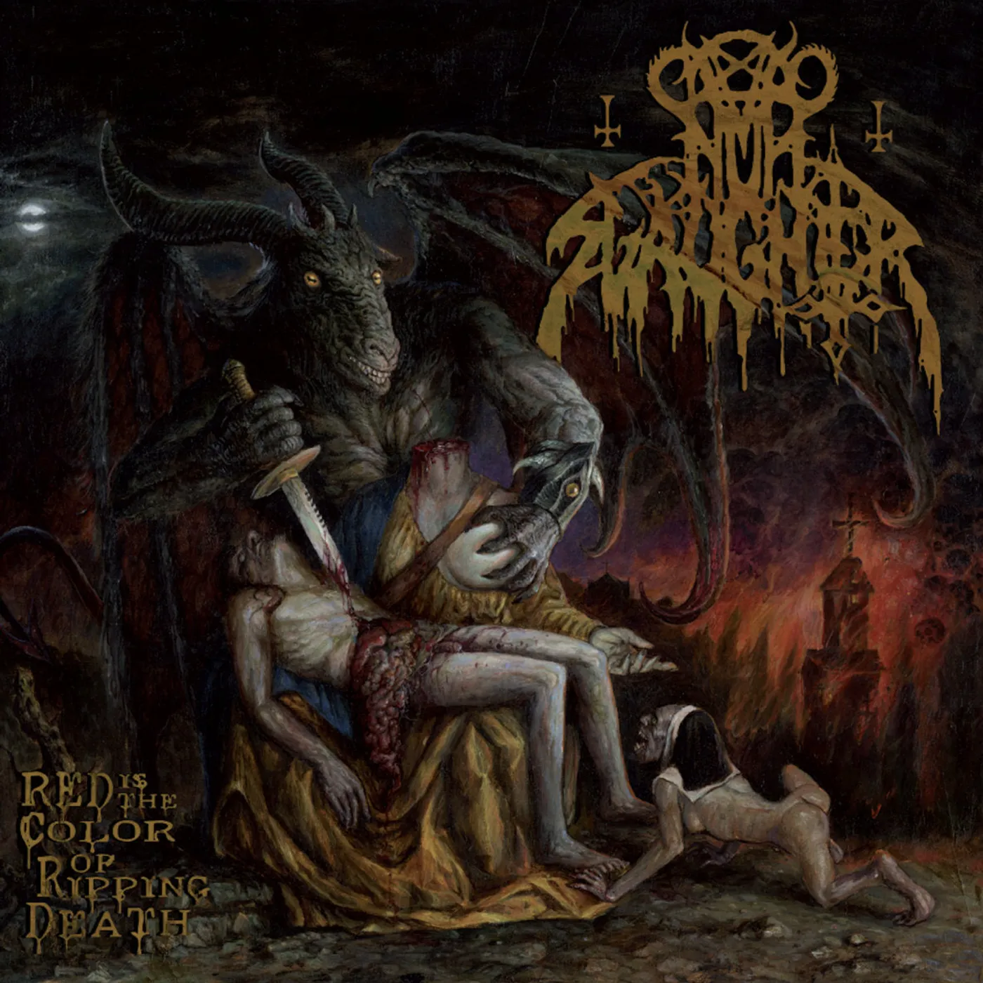 Nunslaughter LP - Red Is The Color Of Ripping Death (Coloured) (Vinyl)