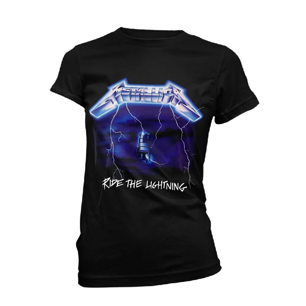 Women's T Shirt - Ride The Lightning Tracks (Black)