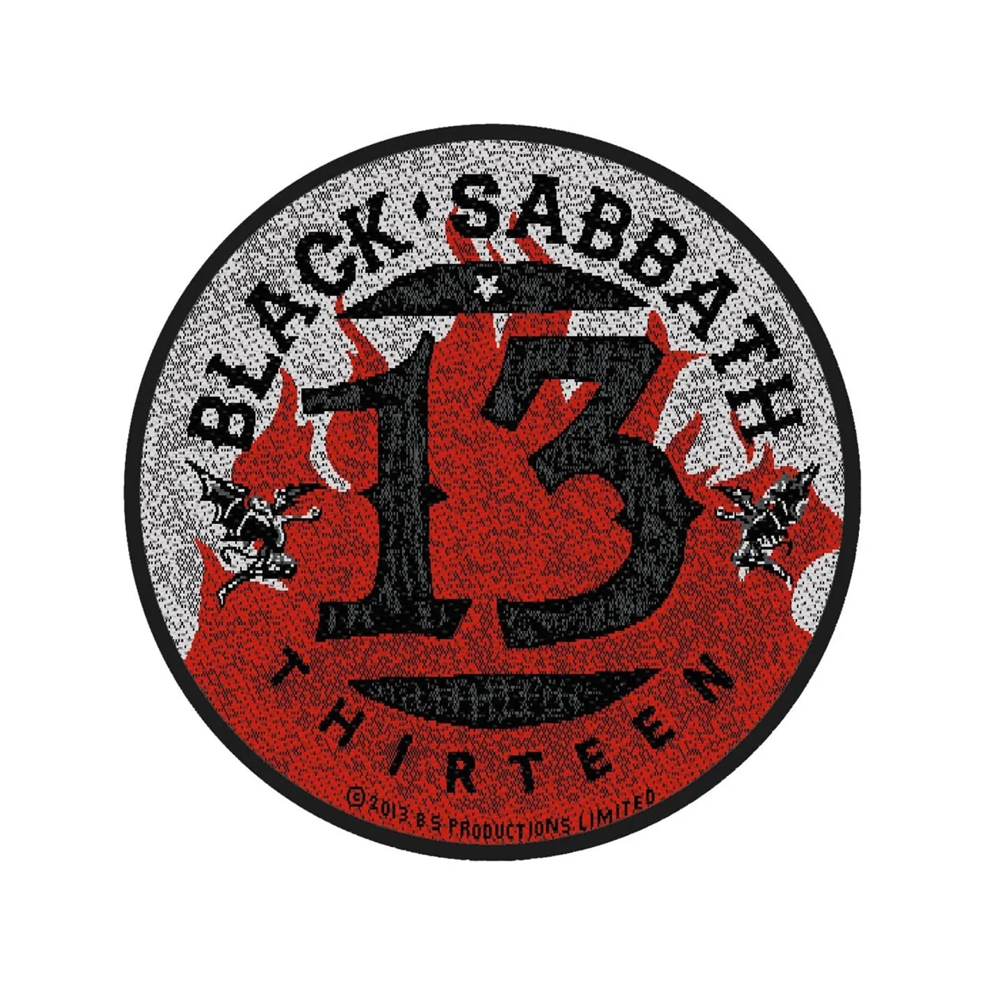 Black Sabbath Sew-On Patch - 13 / Flames Circular (Packaged)