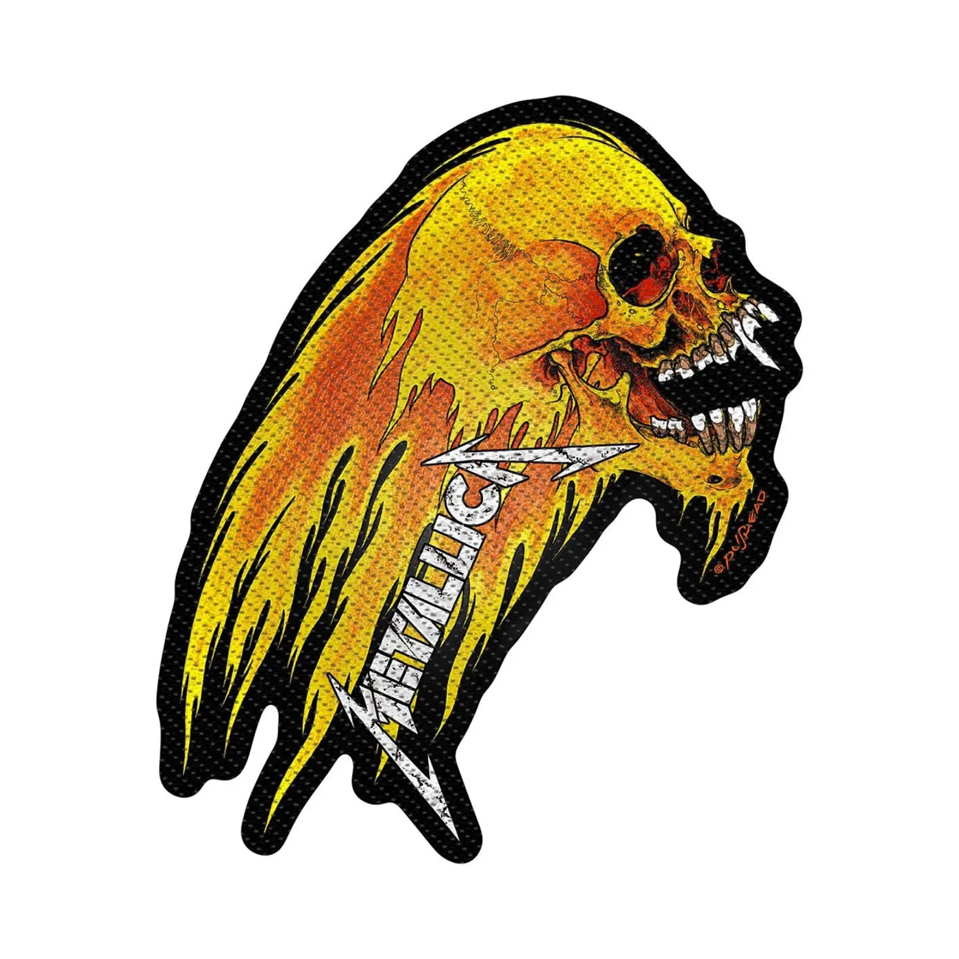 Metallica Sew-On Patch - Flaming Skull Cut Out