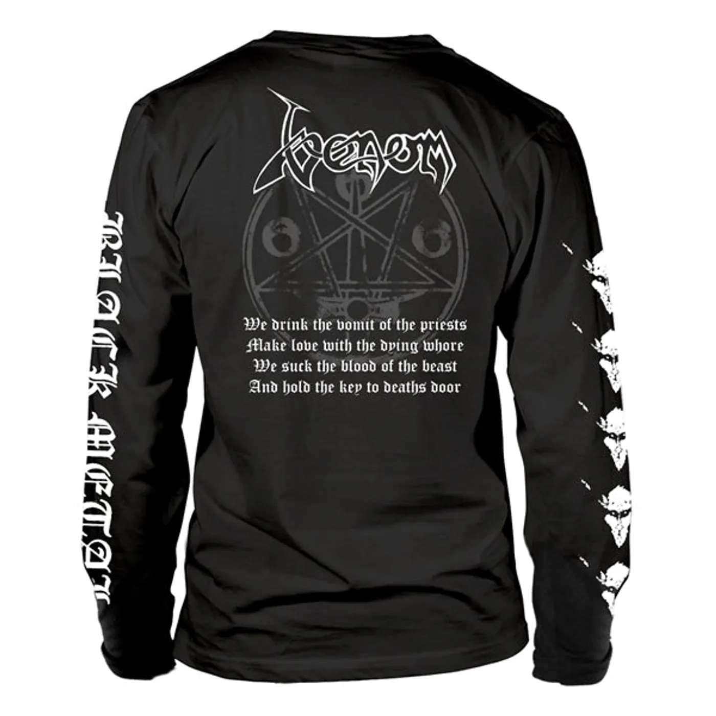  Venom Long Sleeve T Shirt - Black Metal (White)