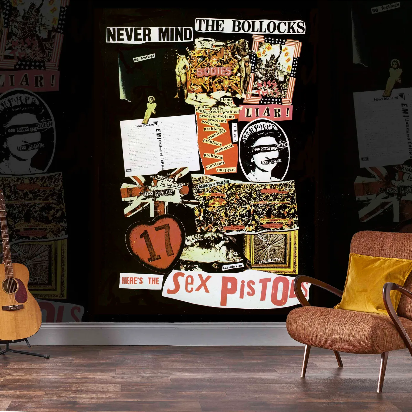 Rock Roll Sex Pistols Mural - Covers Montage