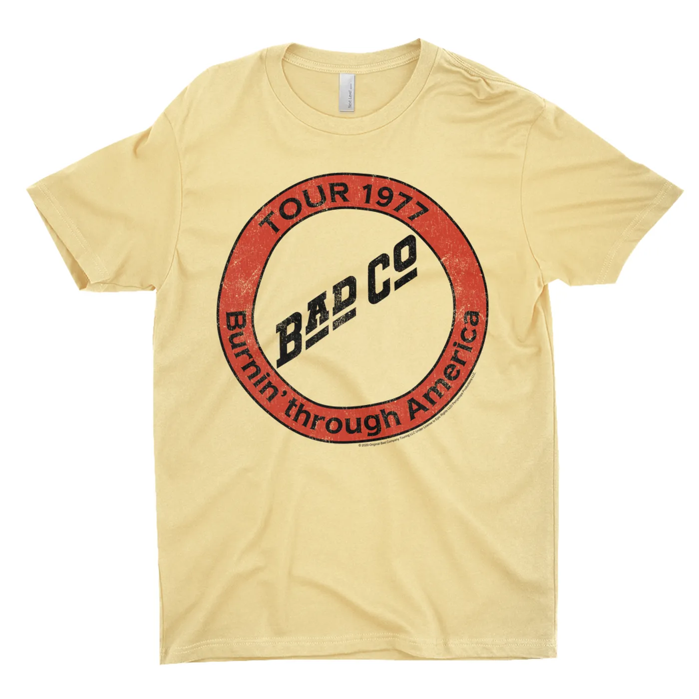 Bad Company T-Shirt | Burnin Through America Tour 1977 Distressed Logo Bad Company Shirt