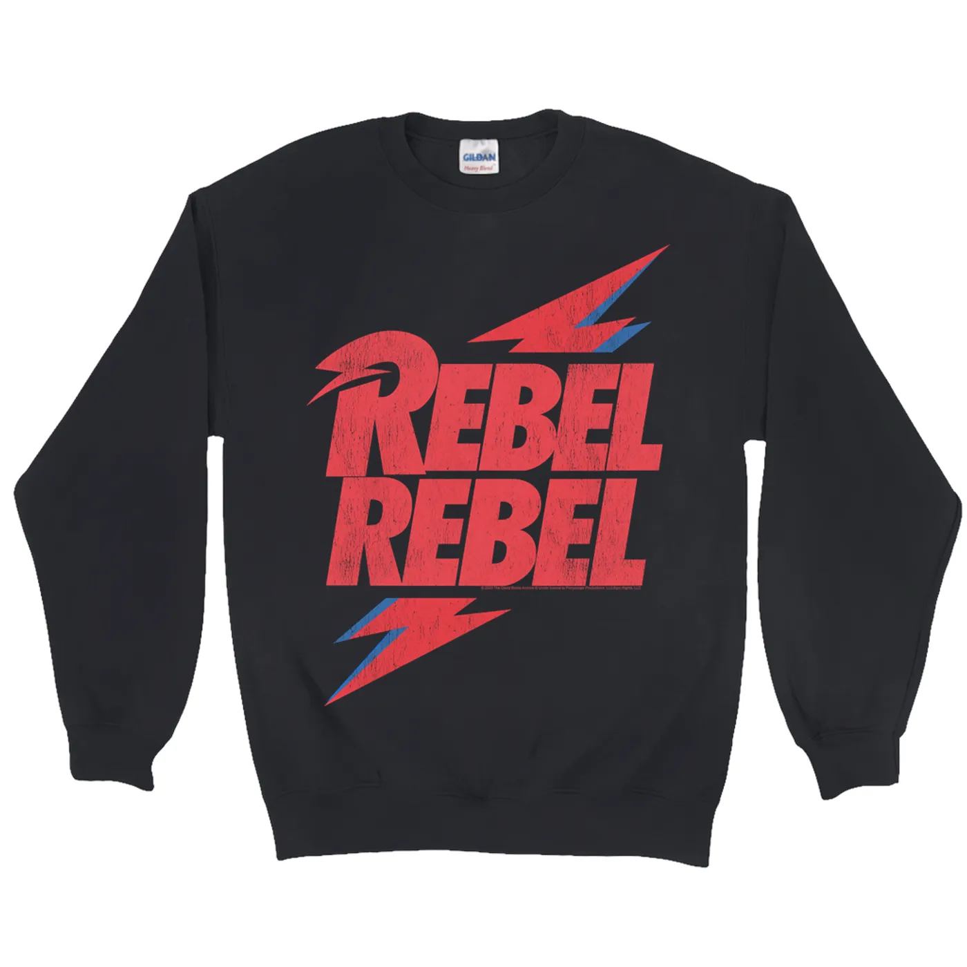 David Bowie Sweatshirt | Rebel Rebel Lightning Bolt Distressed David Bowie Sweatshirt