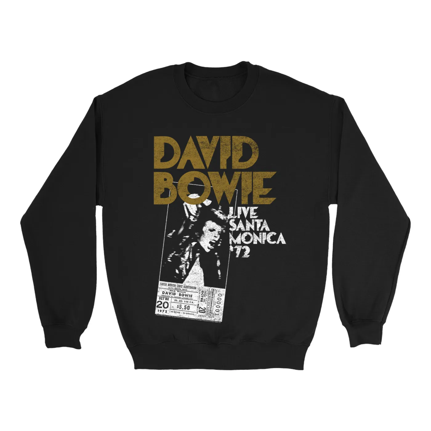 David Bowie Sweatshirt | Live At Santa Monica 1972 Concert Ticket Promotion David Bowie Sweatshirt