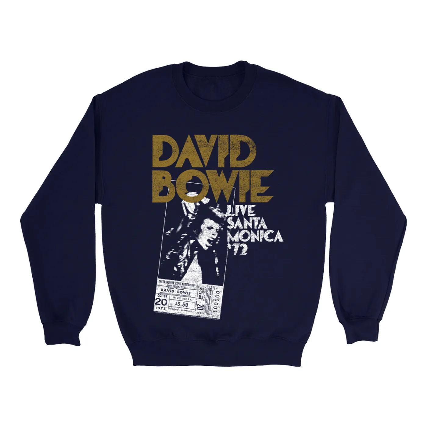 David Bowie Sweatshirt | Live At Santa Monica 1972 Concert Ticket Promotion David Bowie Sweatshirt