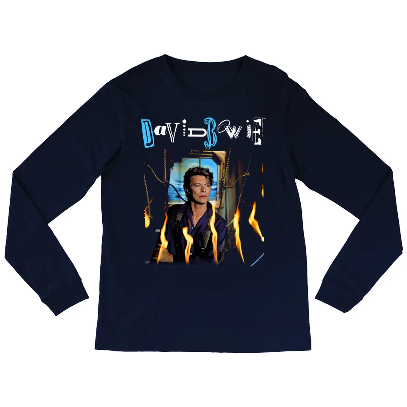 David Bowie Long Sleeve Shirt | Never Let Me Down Album Photo And Logo David Bowie Shirt