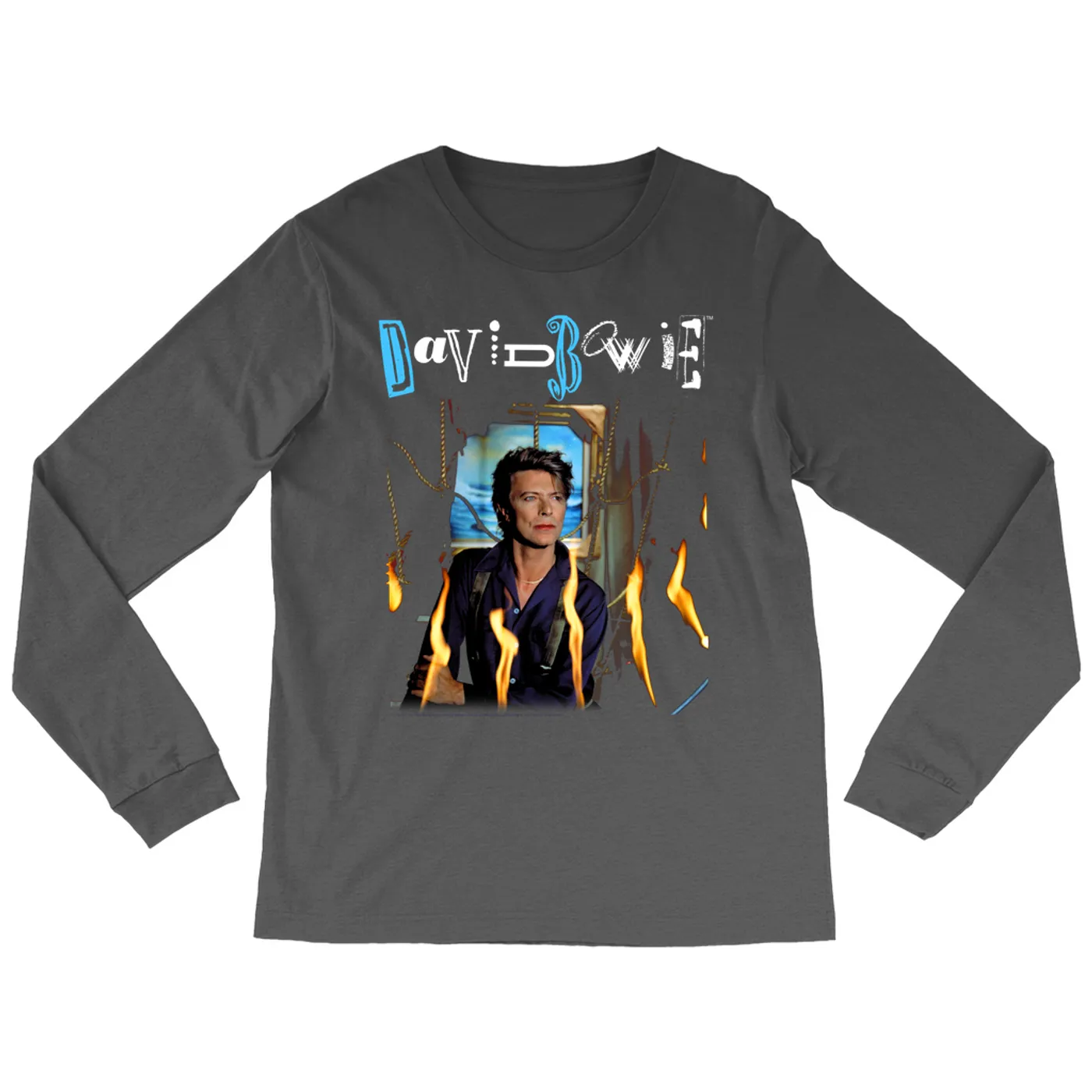 David Bowie Long Sleeve Shirt | Never Let Me Down Album Photo And Logo David Bowie Shirt