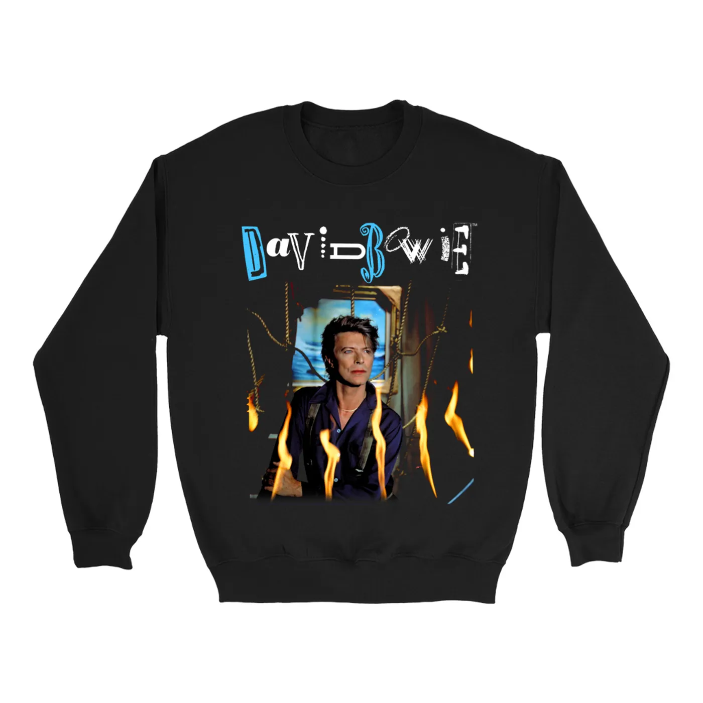 David Bowie Sweatshirt | Never Let Me Down Album Photo And Logo David Bowie Sweatshirt