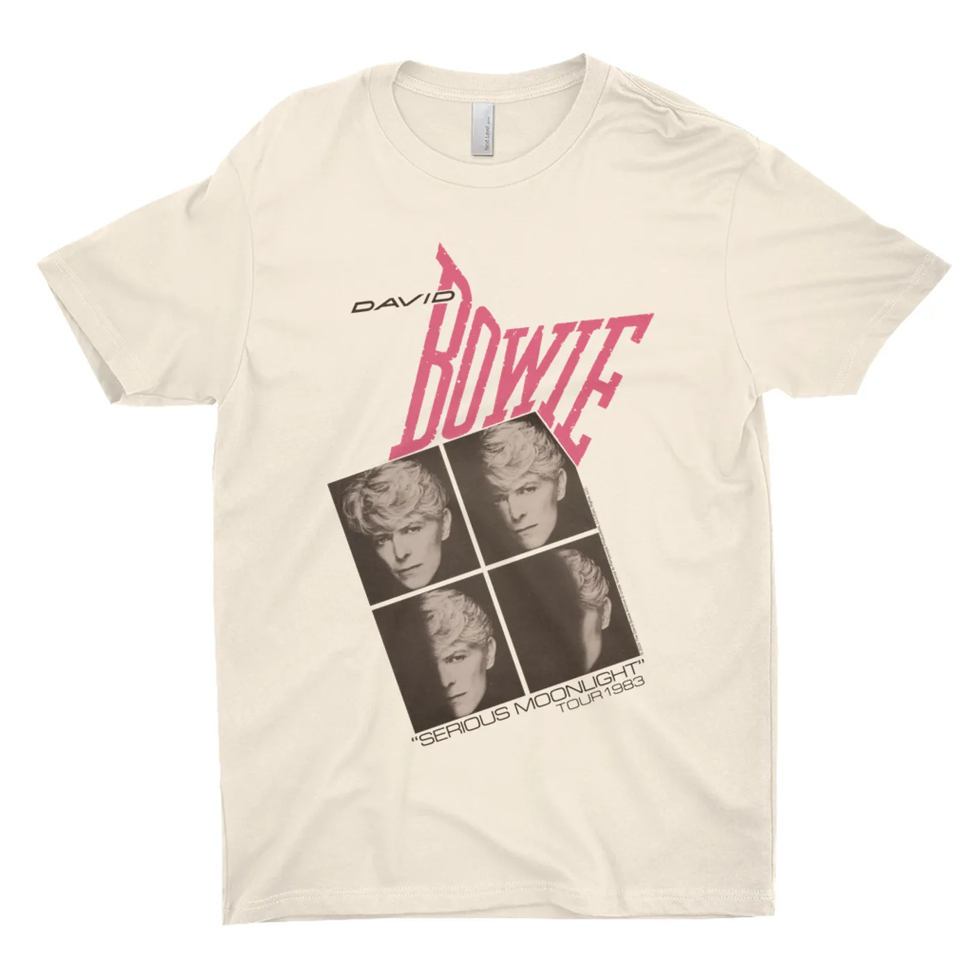 David Bowie T-Shirt | Serious Moonlight 1983 Concert Tour Poster Pink David Bowie Shirt