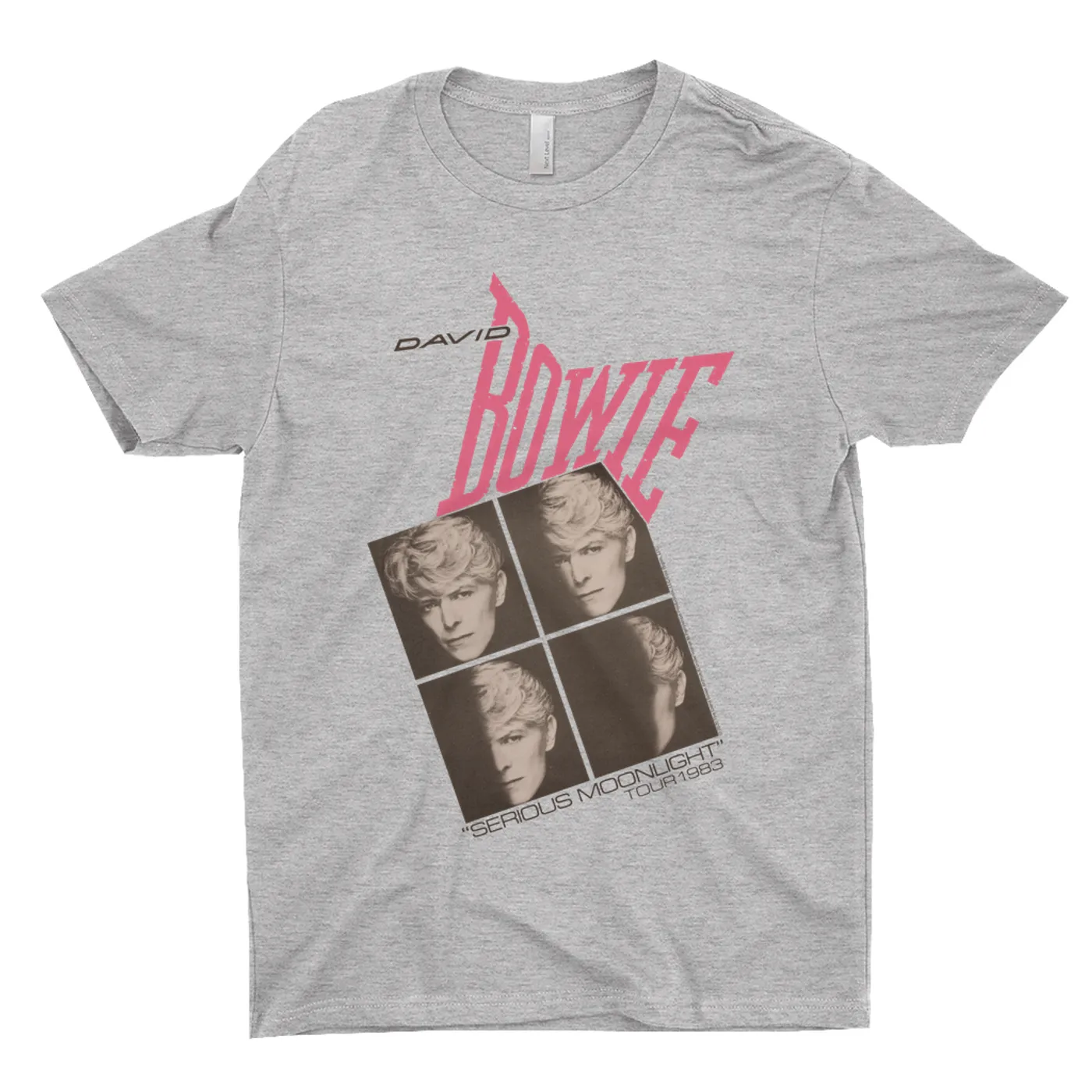 David Bowie T-Shirt | Serious Moonlight 1983 Concert Tour Poster Pink David Bowie Shirt