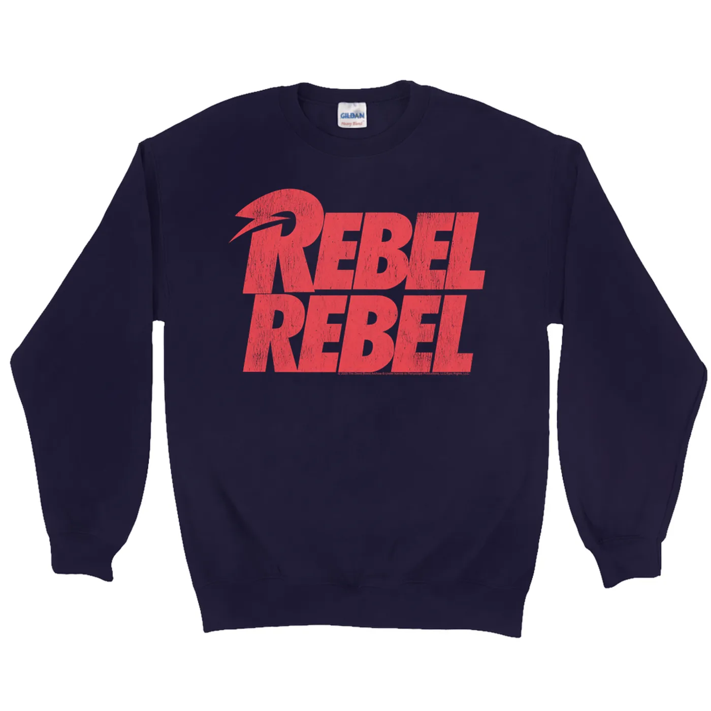 David Bowie Sweatshirt | Rebel Rebel Logo Distressed David Bowie Sweatshirt