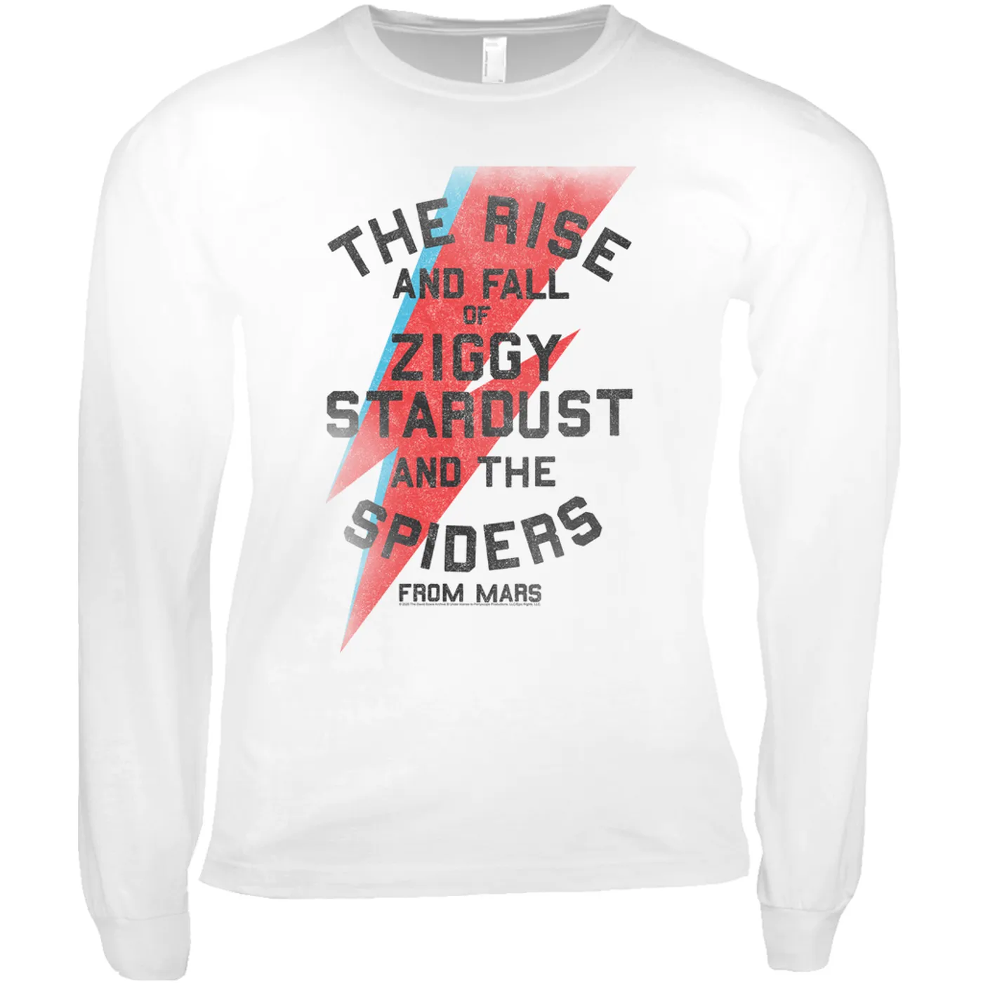 David Bowie Long Sleeve Shirt | The Rise And Fall Of Ziggy Stardust And The Spiders From Mars Lightning Bolt Distressed David Bowie Shirt (Merchbar Exclusive)