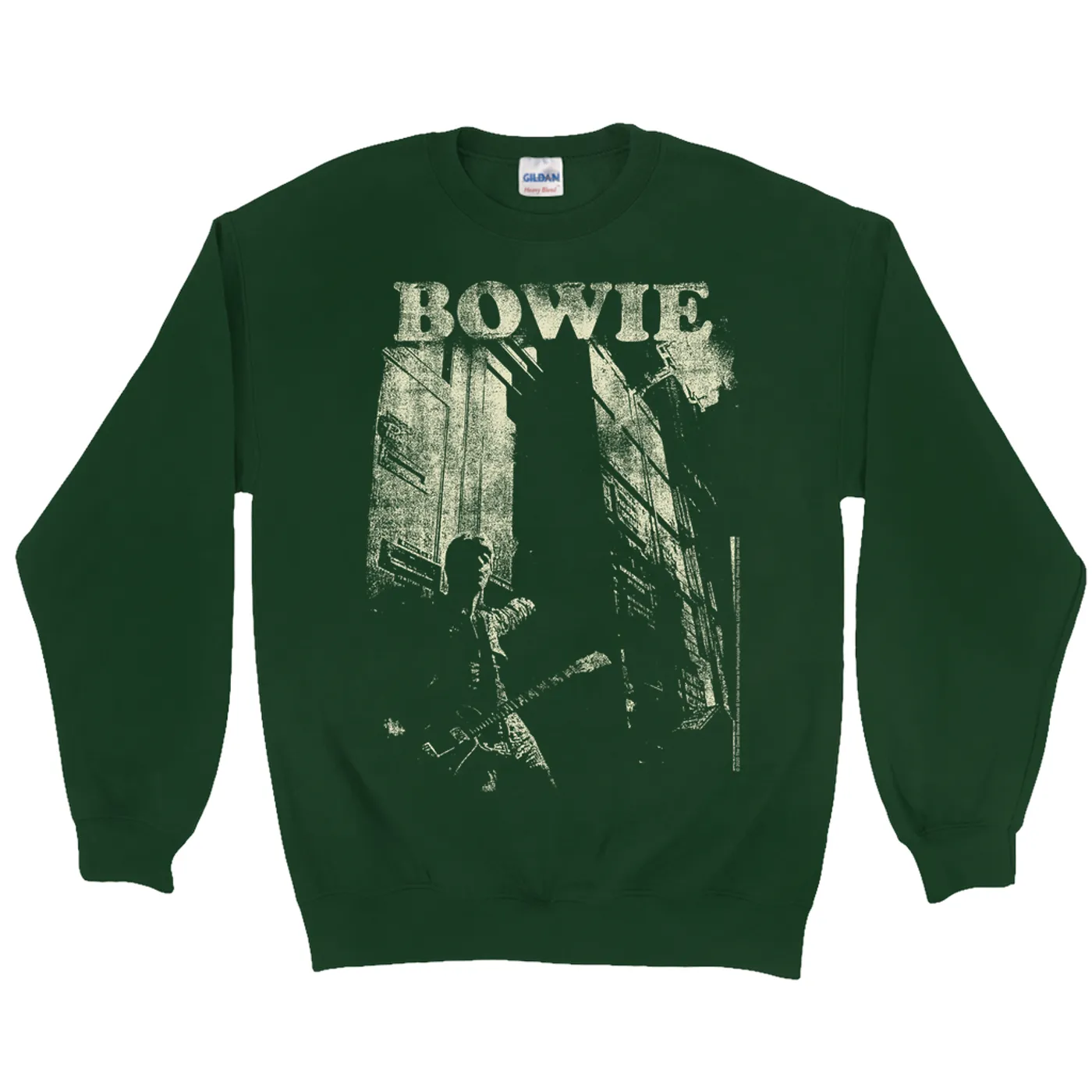David Bowie Sweatshirt | David Bowie With Guitar Distressed David Bowie Sweatshirt