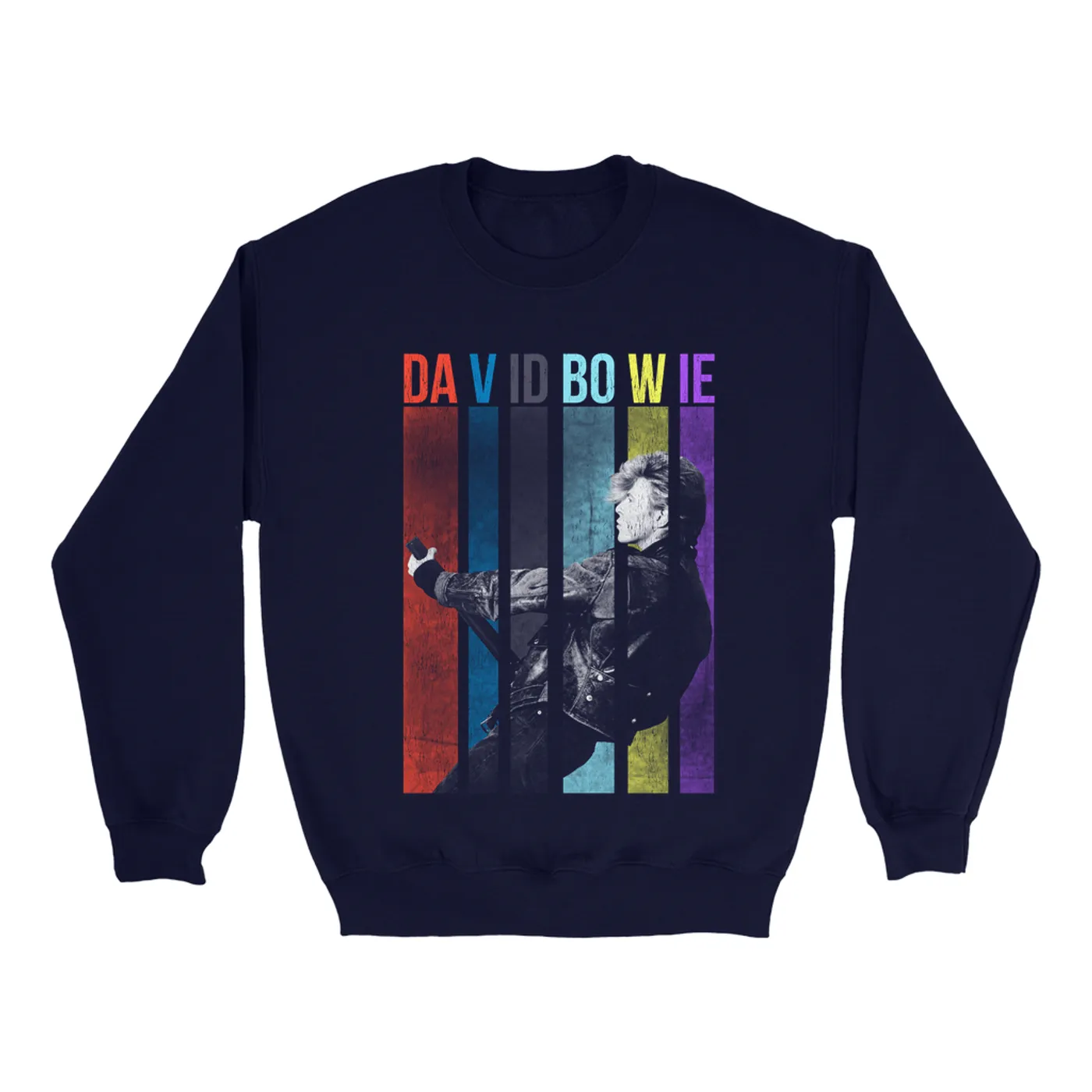 David Bowie Sweatshirt | Colorful Bowie With Guitar Design David Bowie Sweatshirt (Merchbar Exclusive)