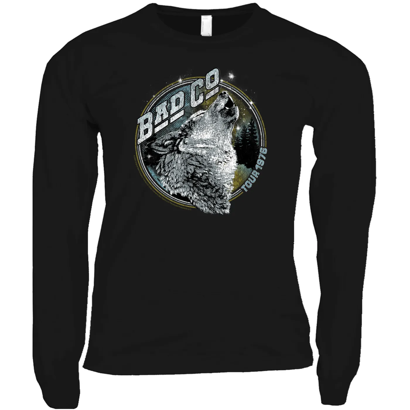 Bad Company Long Sleeve Shirt | Wolf Pack Tour 1976 Distressed Bad Company Shirt