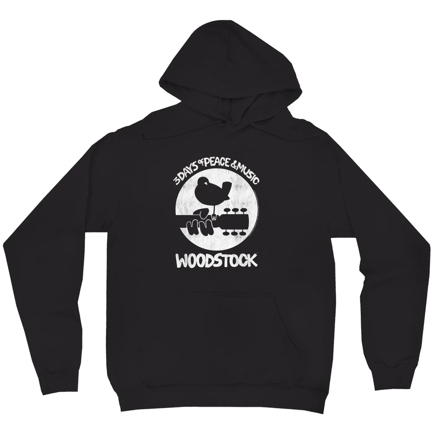 Woodstock Hoodie | Woodstock Bird And Guitar All In White Woodstock Hoodie