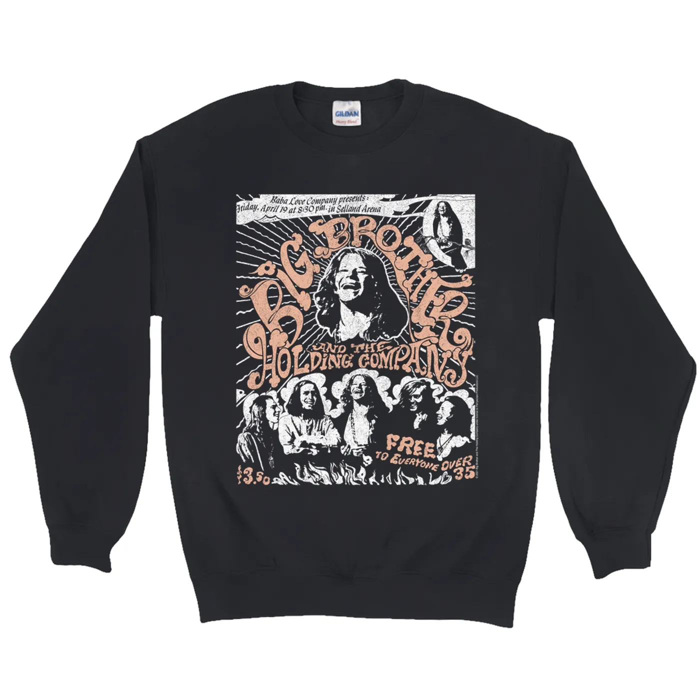 Big Brother & The Holding Company Big Brother and The Holding Co. Sweatshirt | Featuring Janis Joplin Fresno Concert Flyer Big Brother and The Holding Co. Sweatshirt