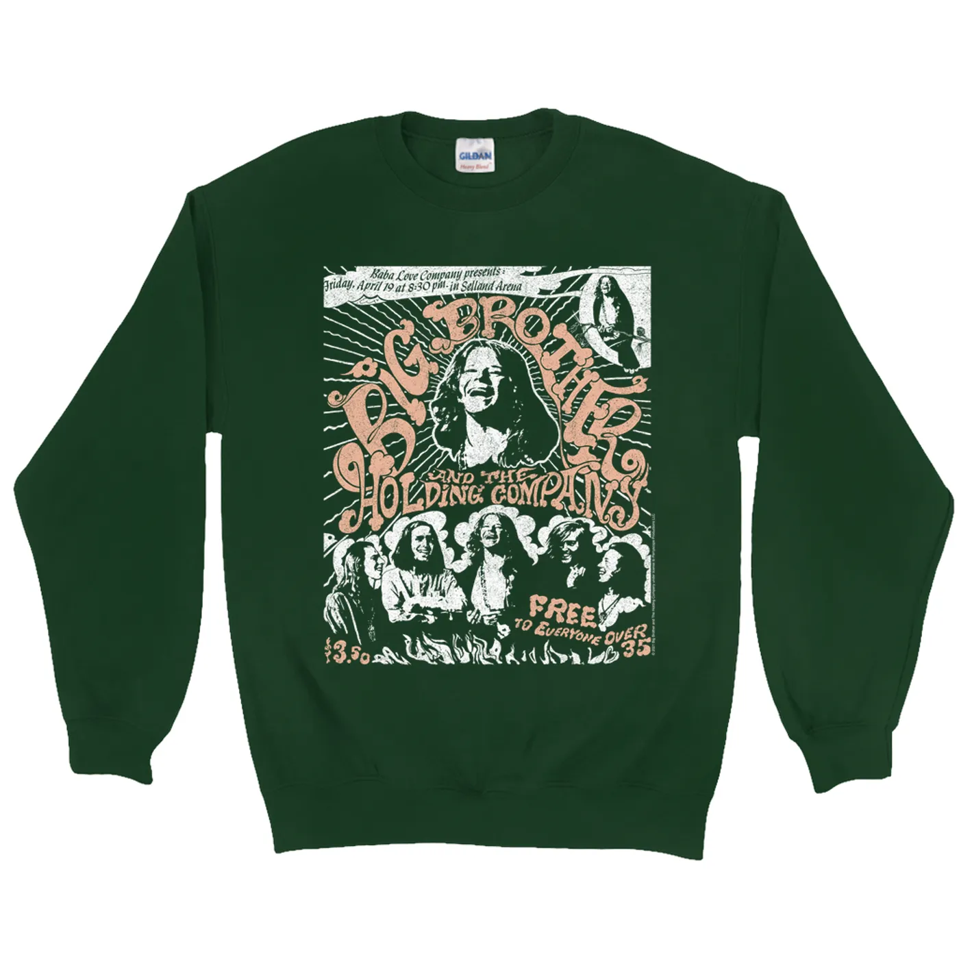 Big Brother & The Holding Company Big Brother and The Holding Co. Sweatshirt | Featuring Janis Joplin Fresno Concert Flyer Big Brother and The Holding Co. Sweatshirt