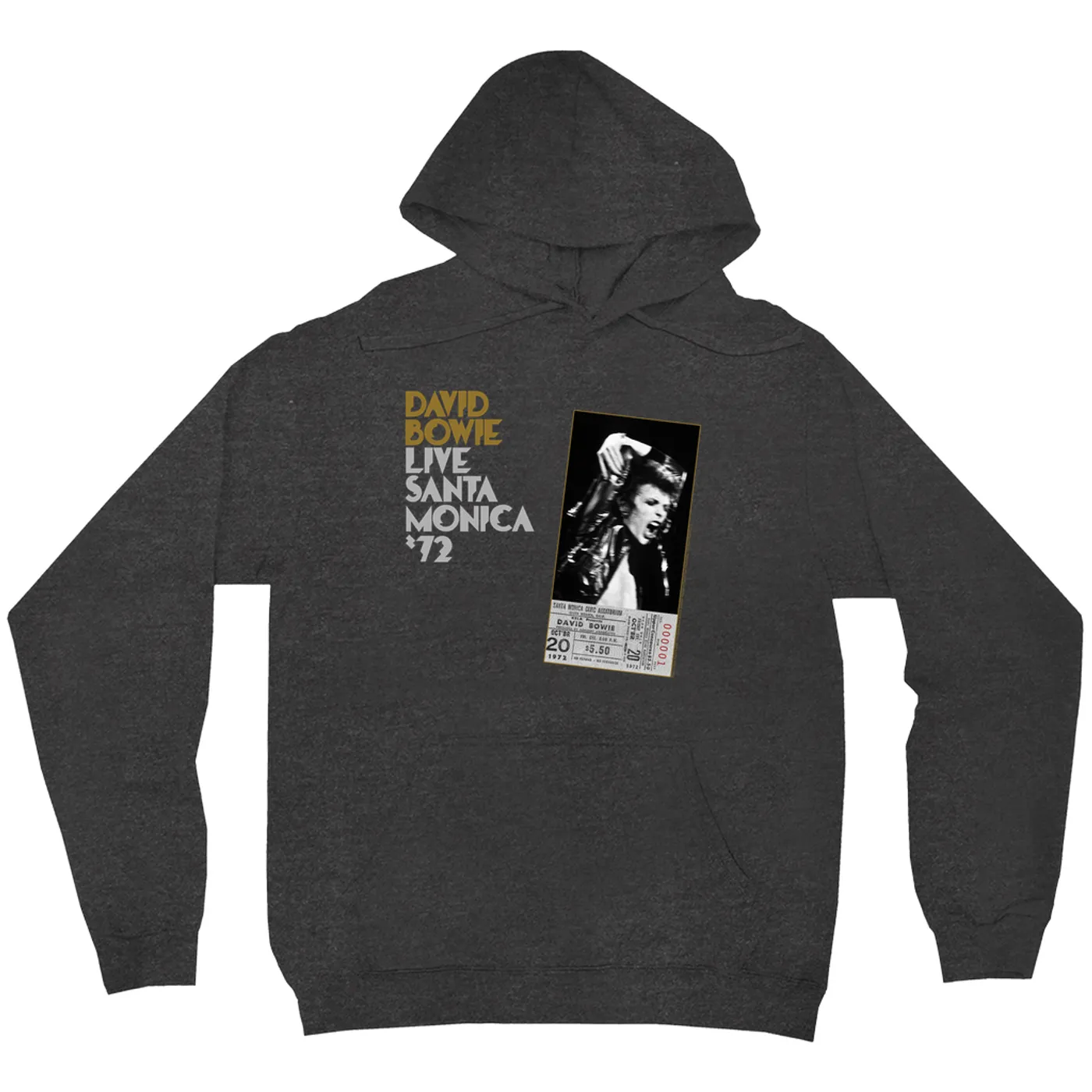 David Bowie Hoodie | Live At Santa Monica 1972 Concert Ticket Promotion David Bowie Hoodie