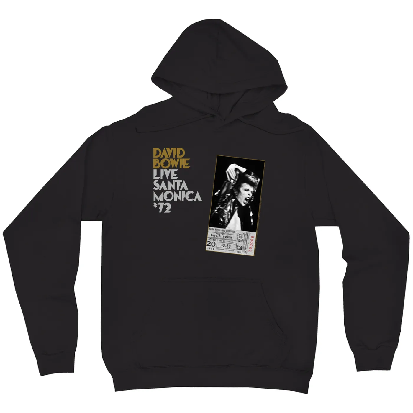 David Bowie Hoodie | Live At Santa Monica 1972 Concert Ticket Promotion David Bowie Hoodie